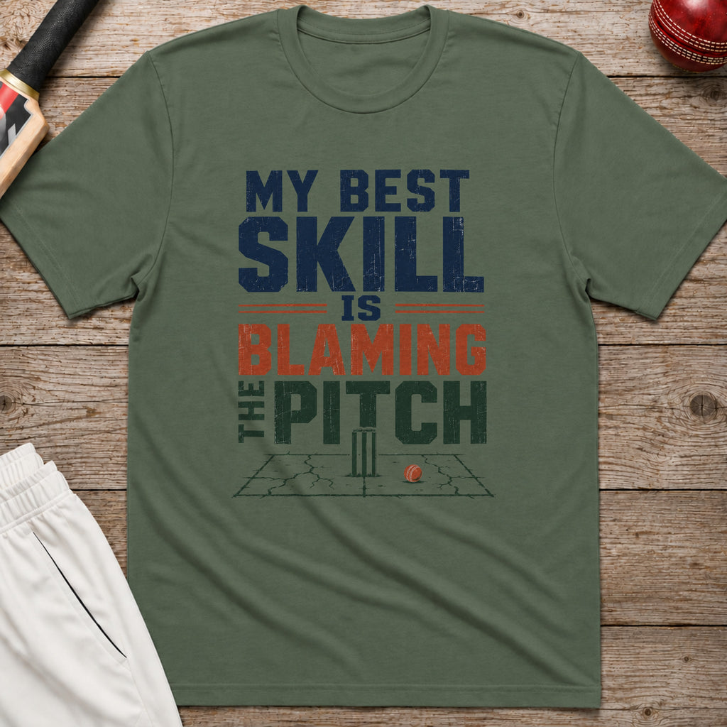 My Best Skill Is Blaming The Pitch Alt T-Shirt - Military Green
