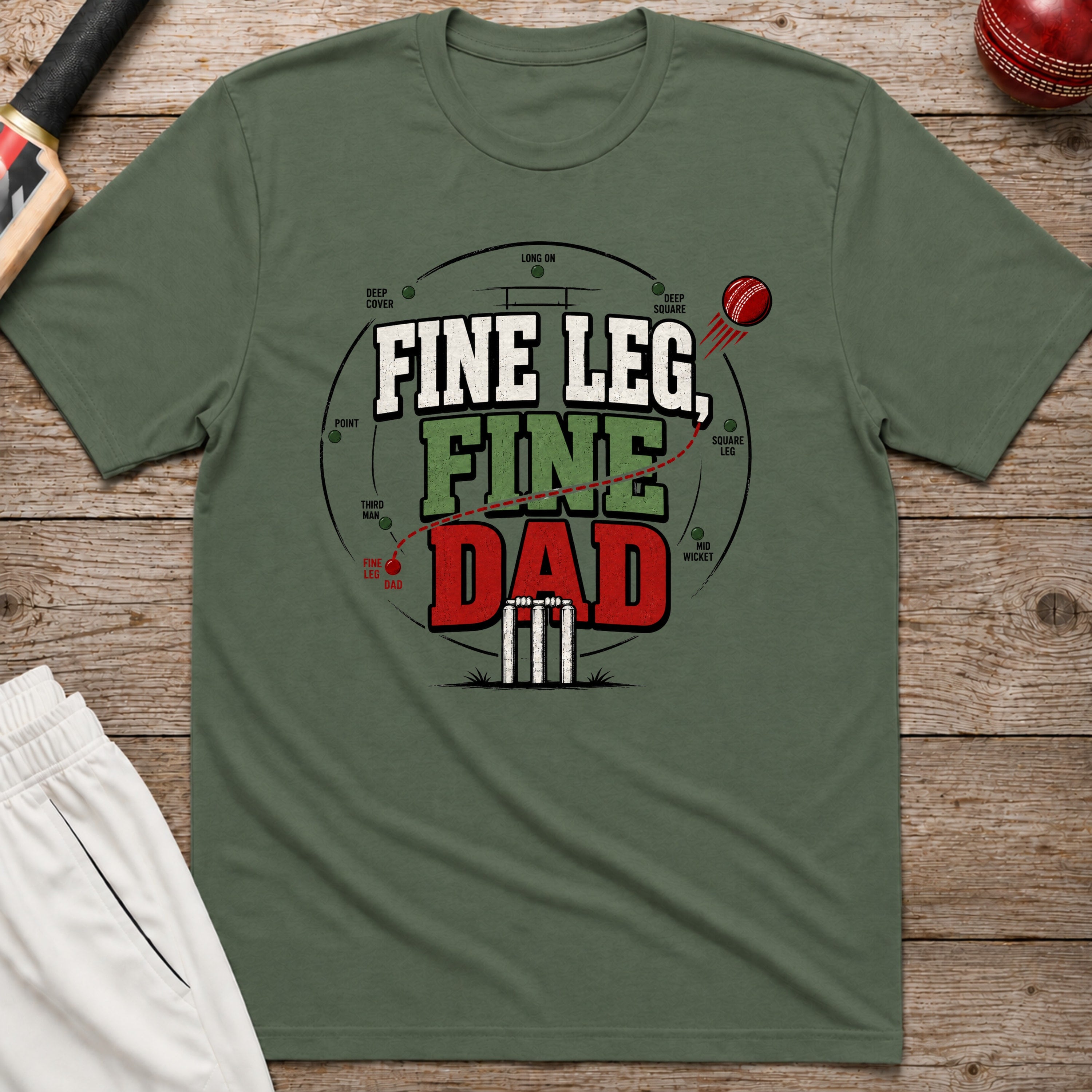 Fine Leg Fine Dad T-Shirt - Military Green