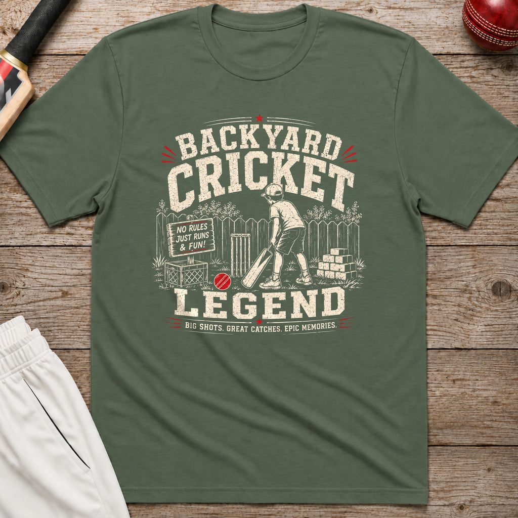 Backyard Cricket Legend T-Shirt - Military Green