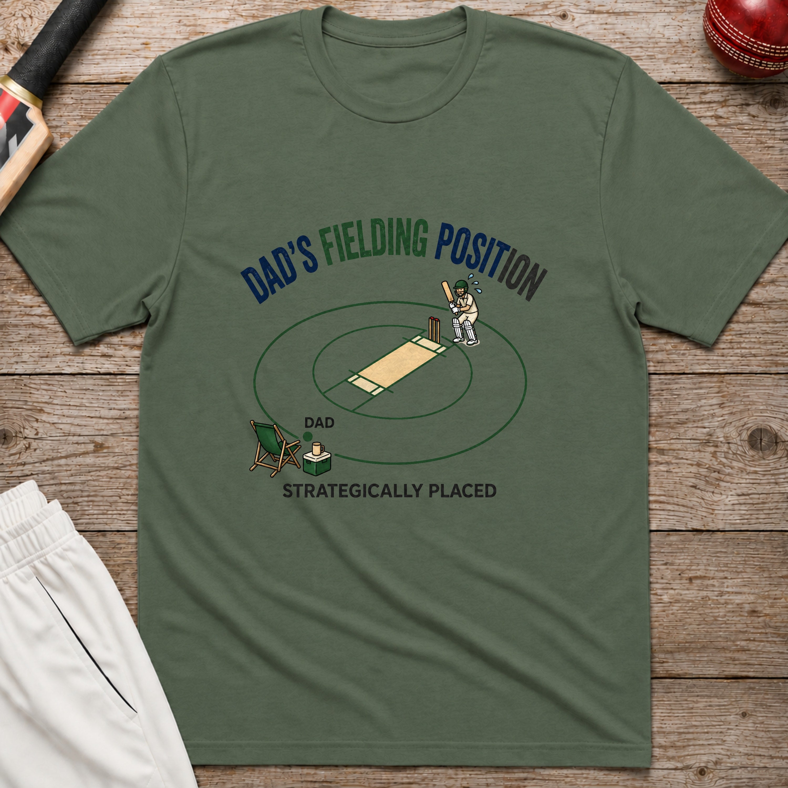 Dads Fielding Position T-Shirt - Military Green