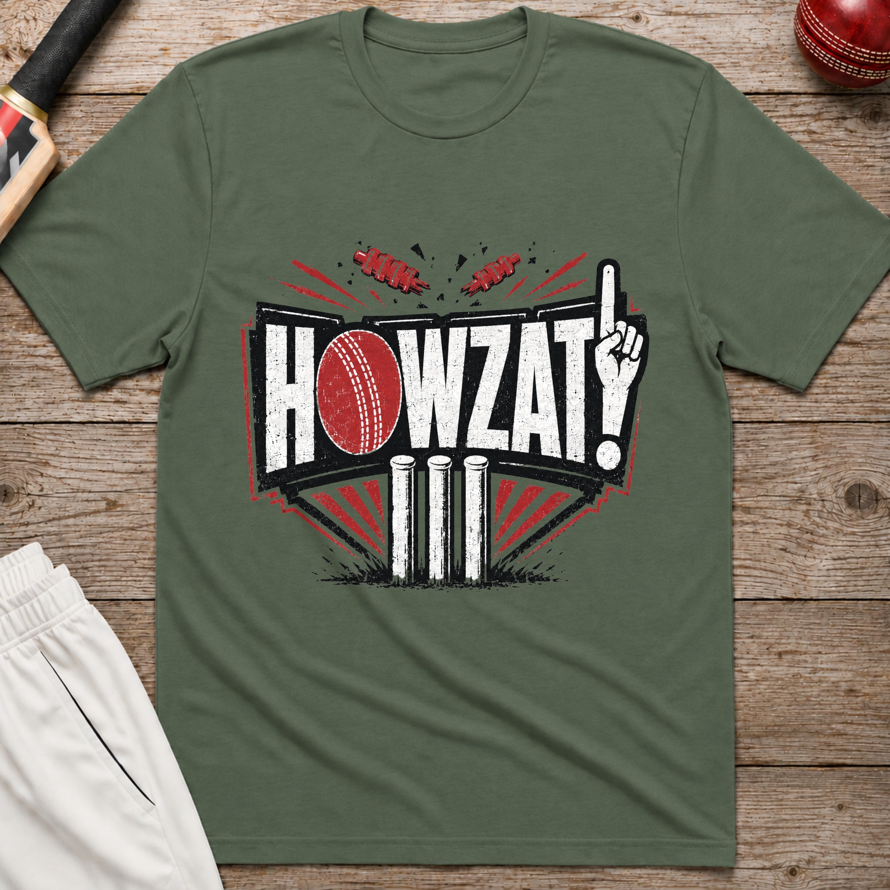 Howzat T-Shirt - Military Green