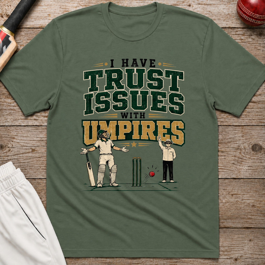 I Have Trust Issues With Umpires T-Shirt - Military Green