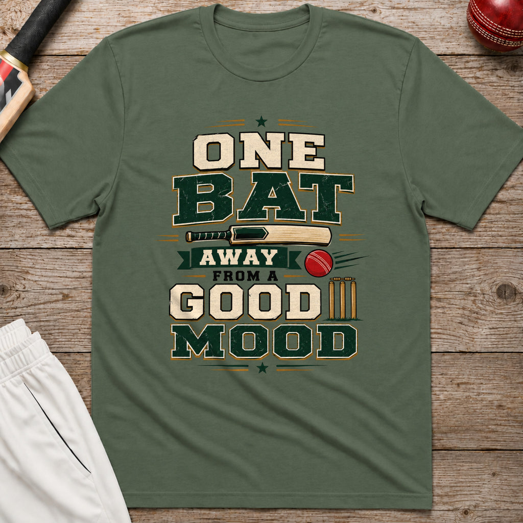 One Bat Away From A Good Mood T-Shirt - Military Green