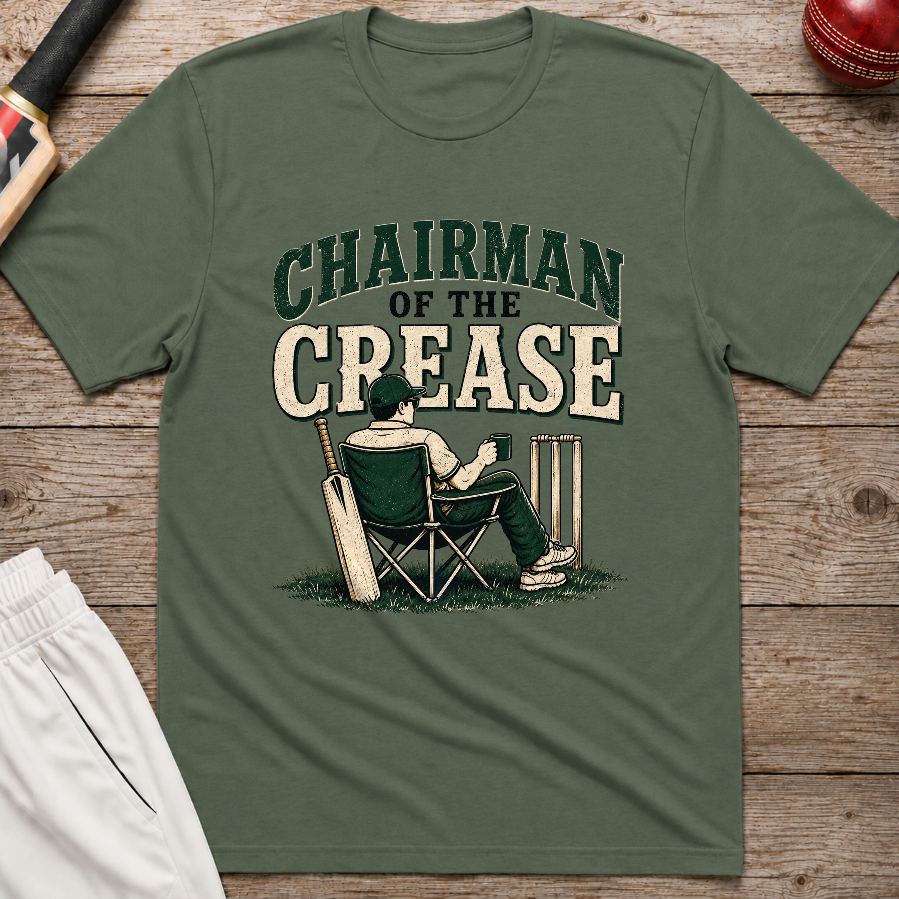 Chairman Of The Crease T-Shirt - Military Green