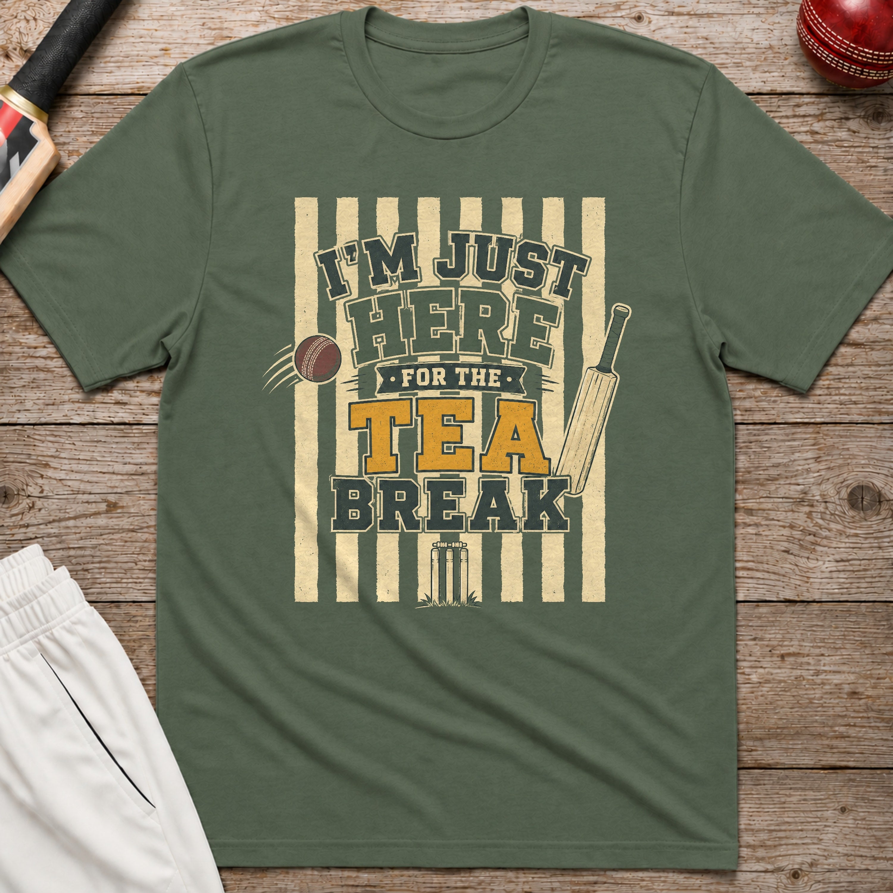 Im Just Here For The Tea Break T-Shirt - Military Green