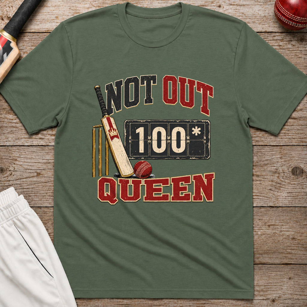 Not Out Queen T-Shirt - Military Green