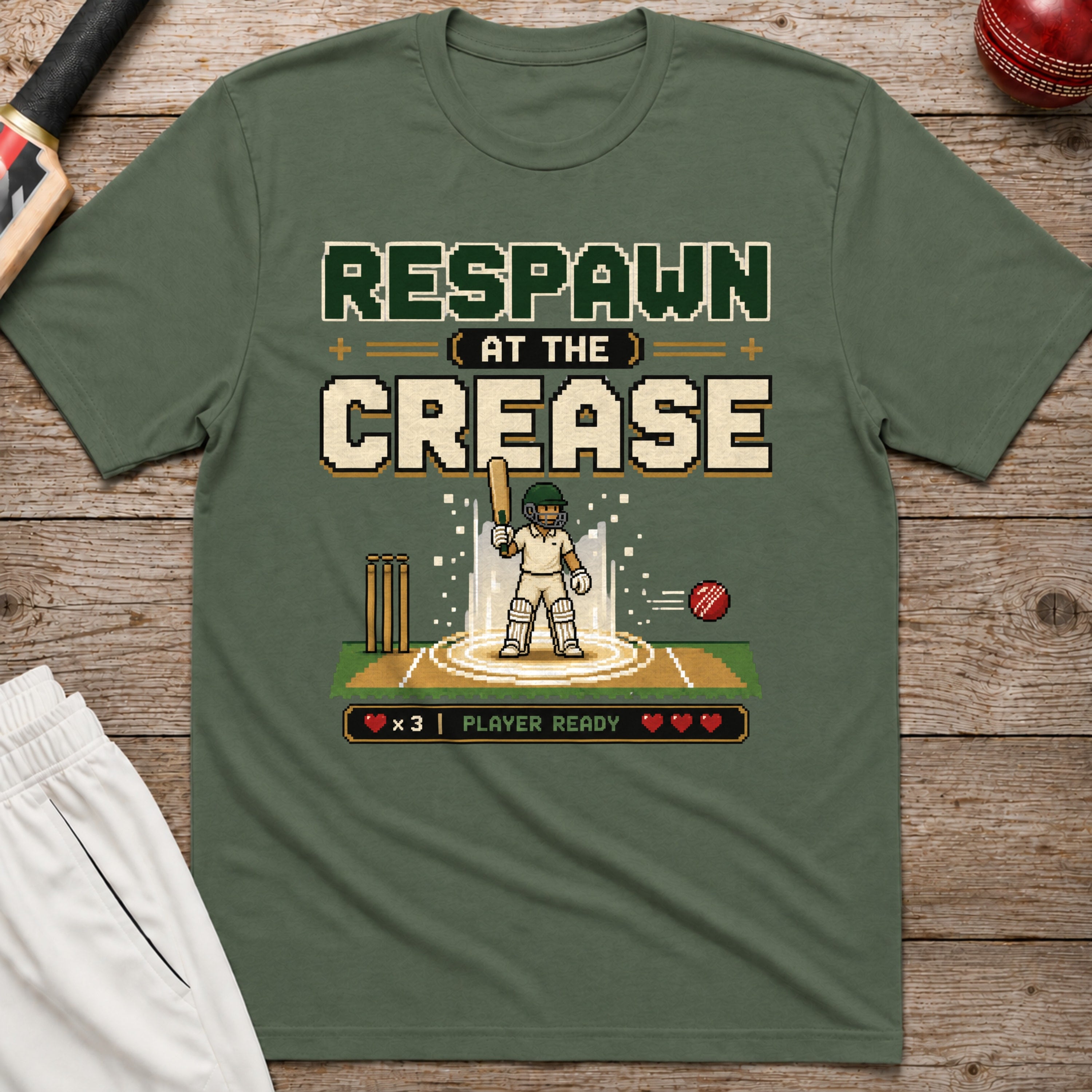 Respawn At The Crease T-Shirt - Military Green