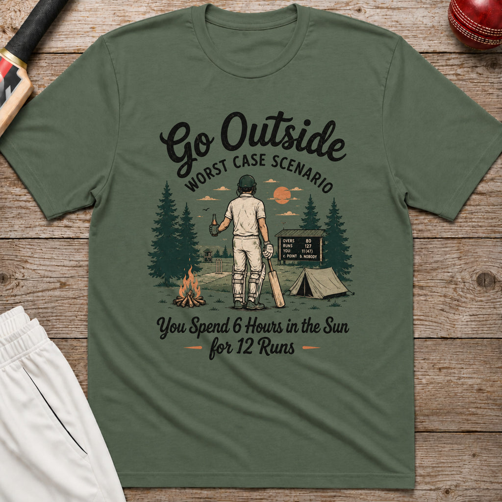 Go Outside Worst Case Scenario T-Shirt - Military Green