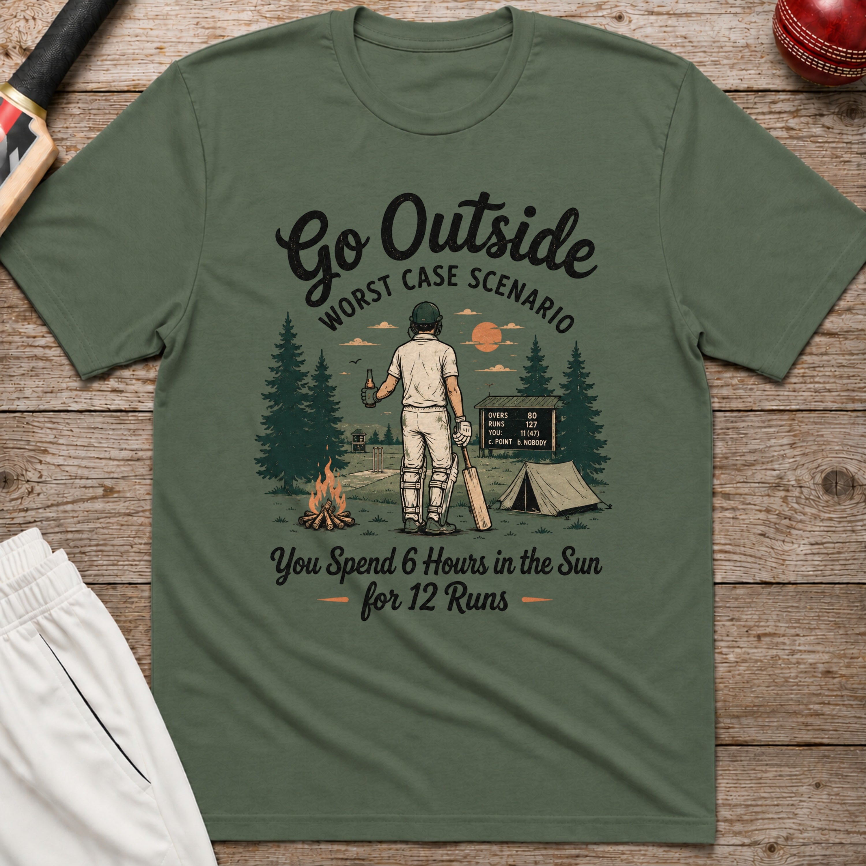 Go Outside Worst Case Scenario T-Shirt - Military Green