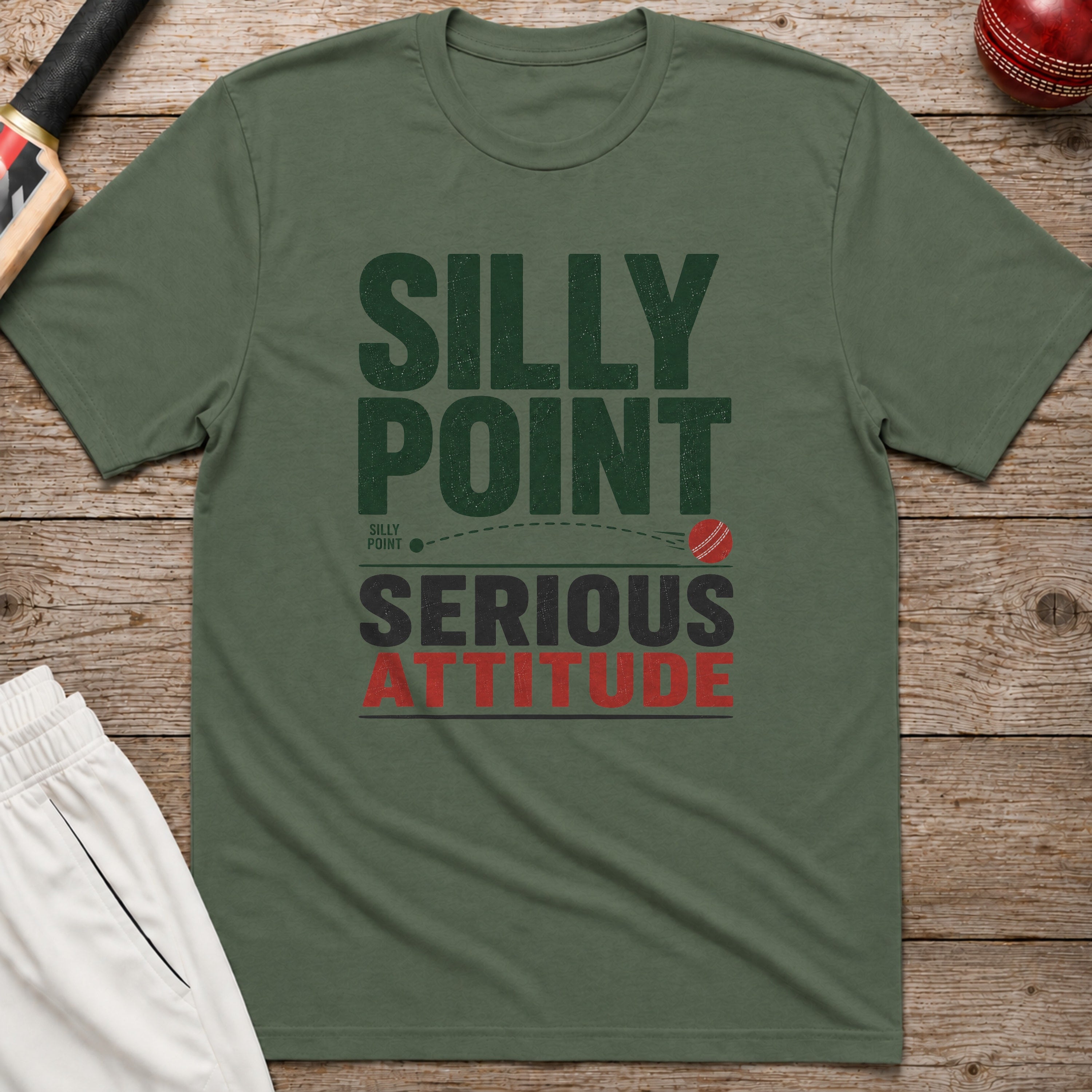 Silly Point Serious Attitude T-Shirt - Military Green