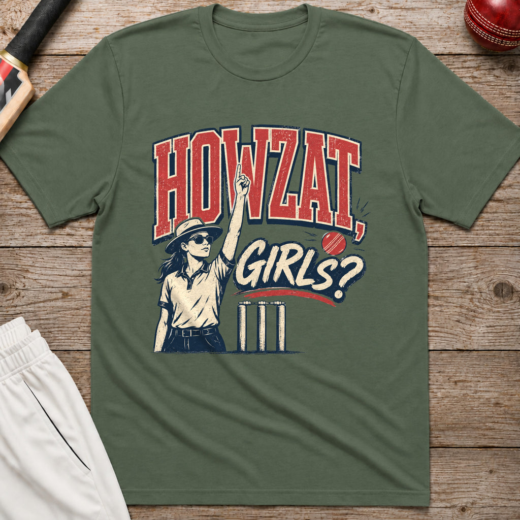 Howzat Girls T-Shirt - Military Green