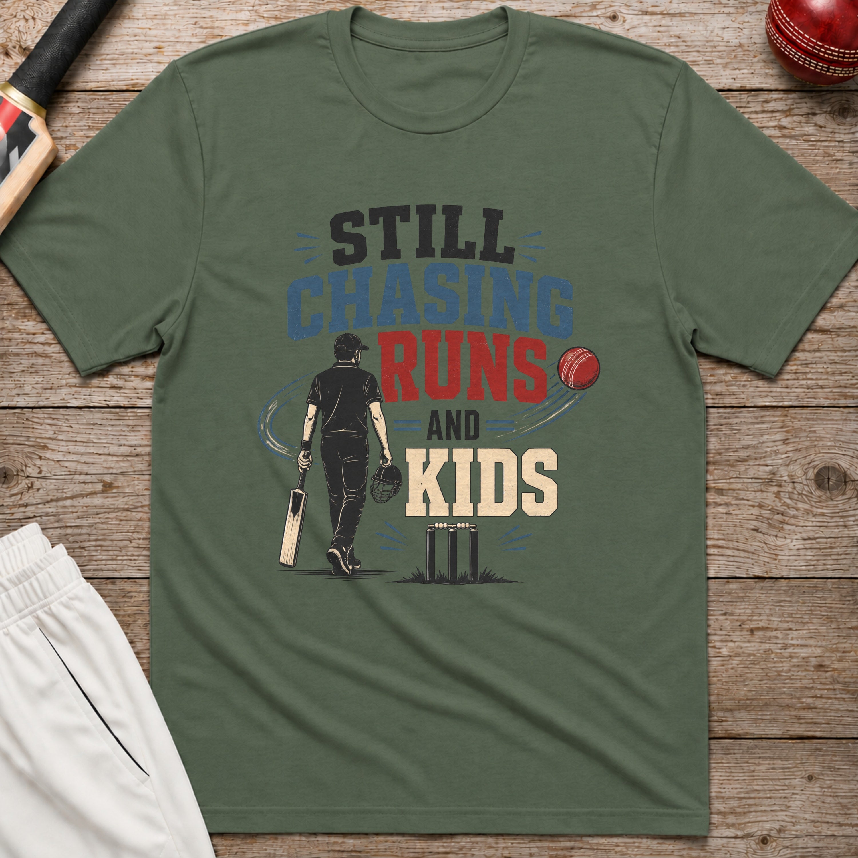 Still Chasing Runs And Kids T-Shirt - Military Green
