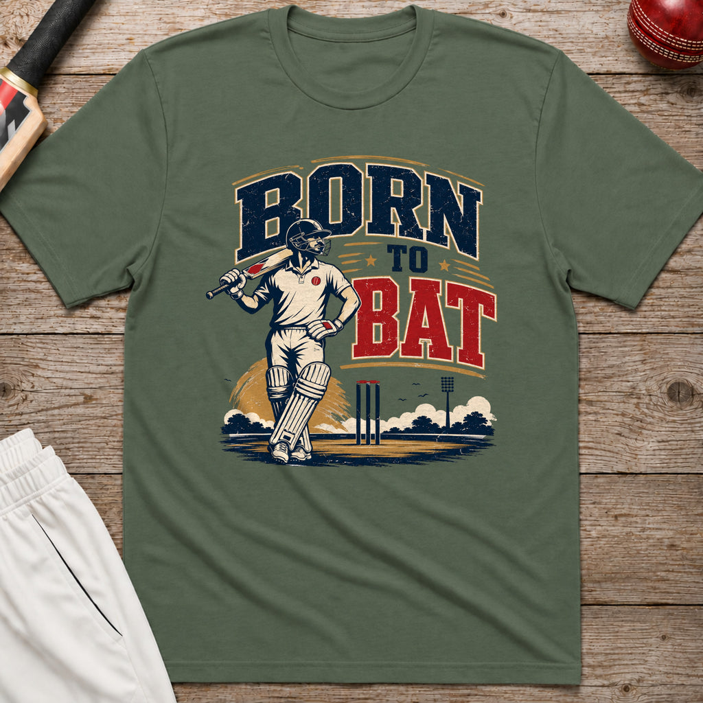 Born To Bat T-Shirt - Military Green