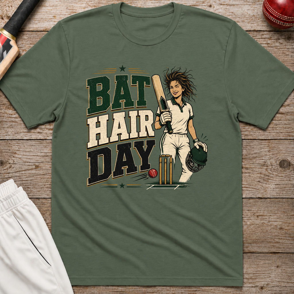 Bat Hair Day T-Shirt - Military Green