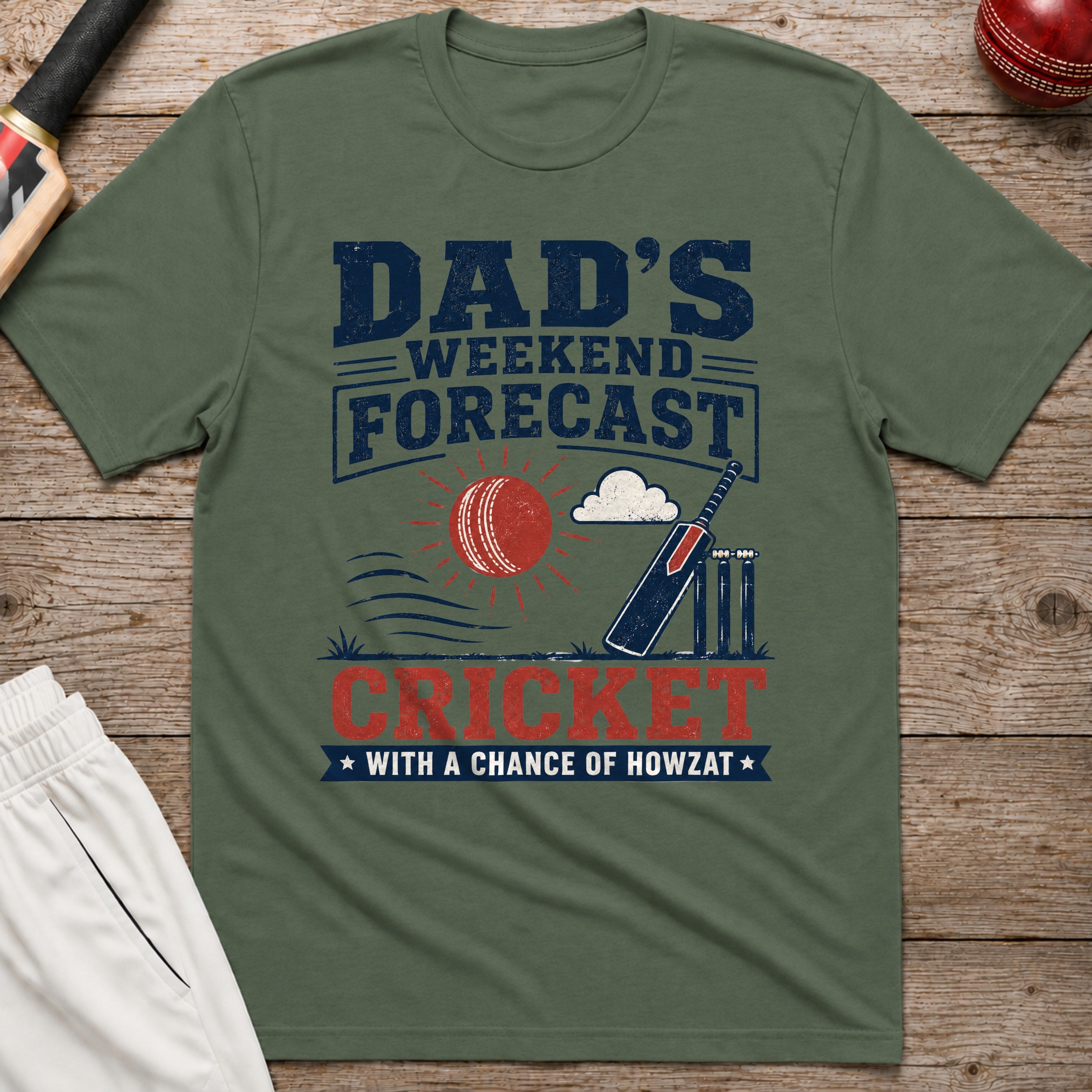 Dads Weekend Forecast T-Shirt - Military Green