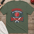 Warning May Spontaneously Shout Howzat T-Shirt - Military Green