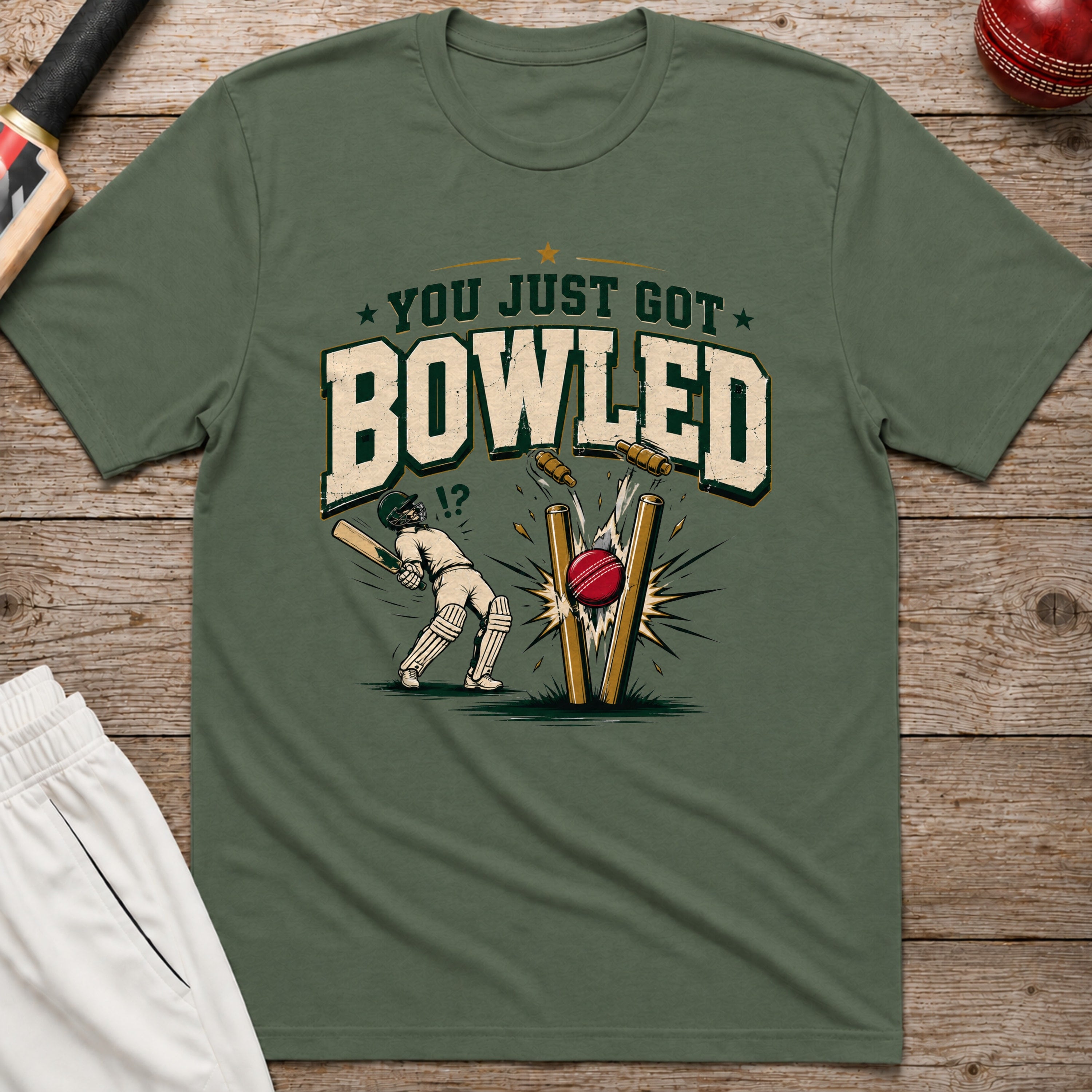 You Just Got Bowled T-Shirt - Military Green