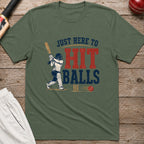 Just Here To Hit Balls T-Shirt - Military Green