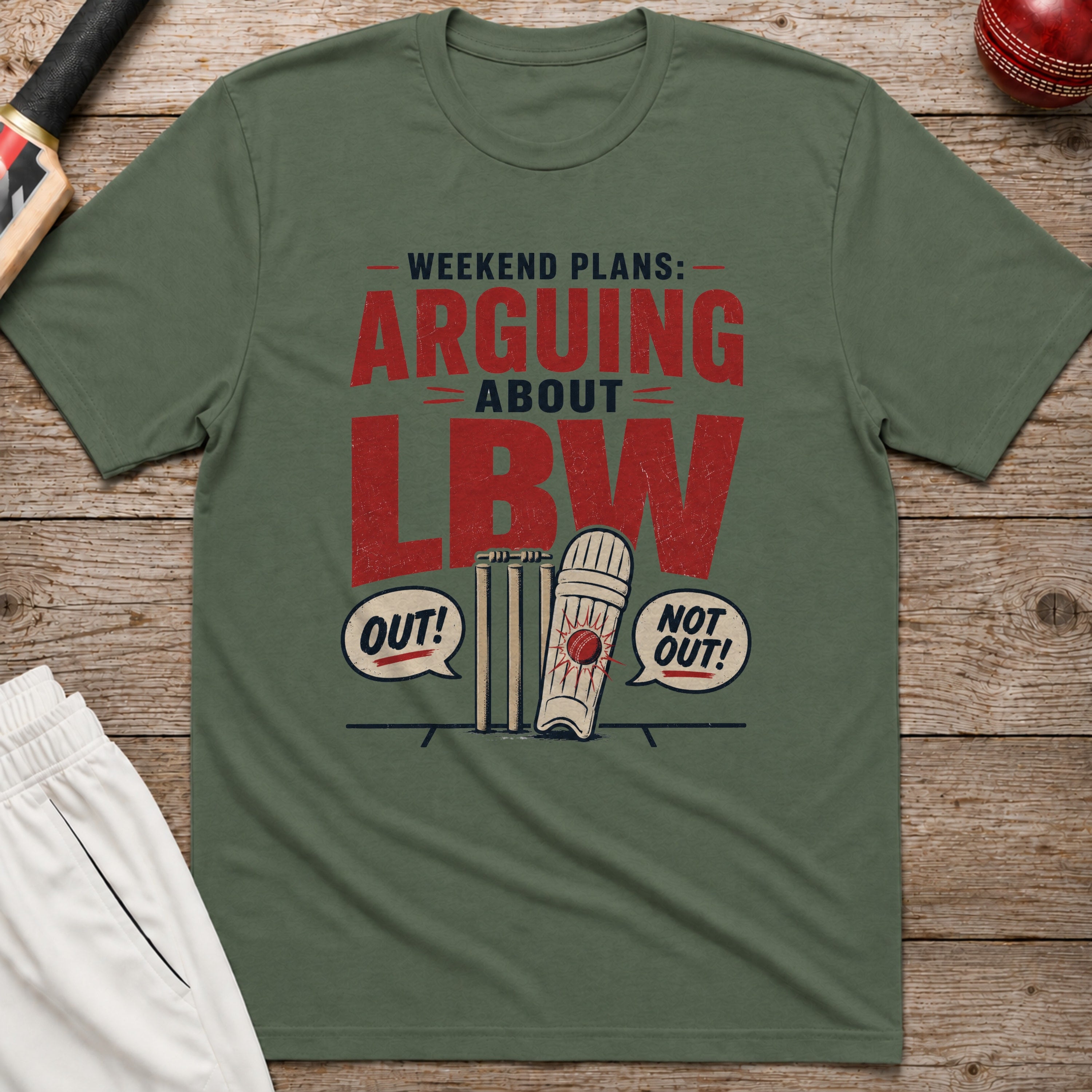 Weekend Plans Arguing About LBW T-Shirt - Military Green