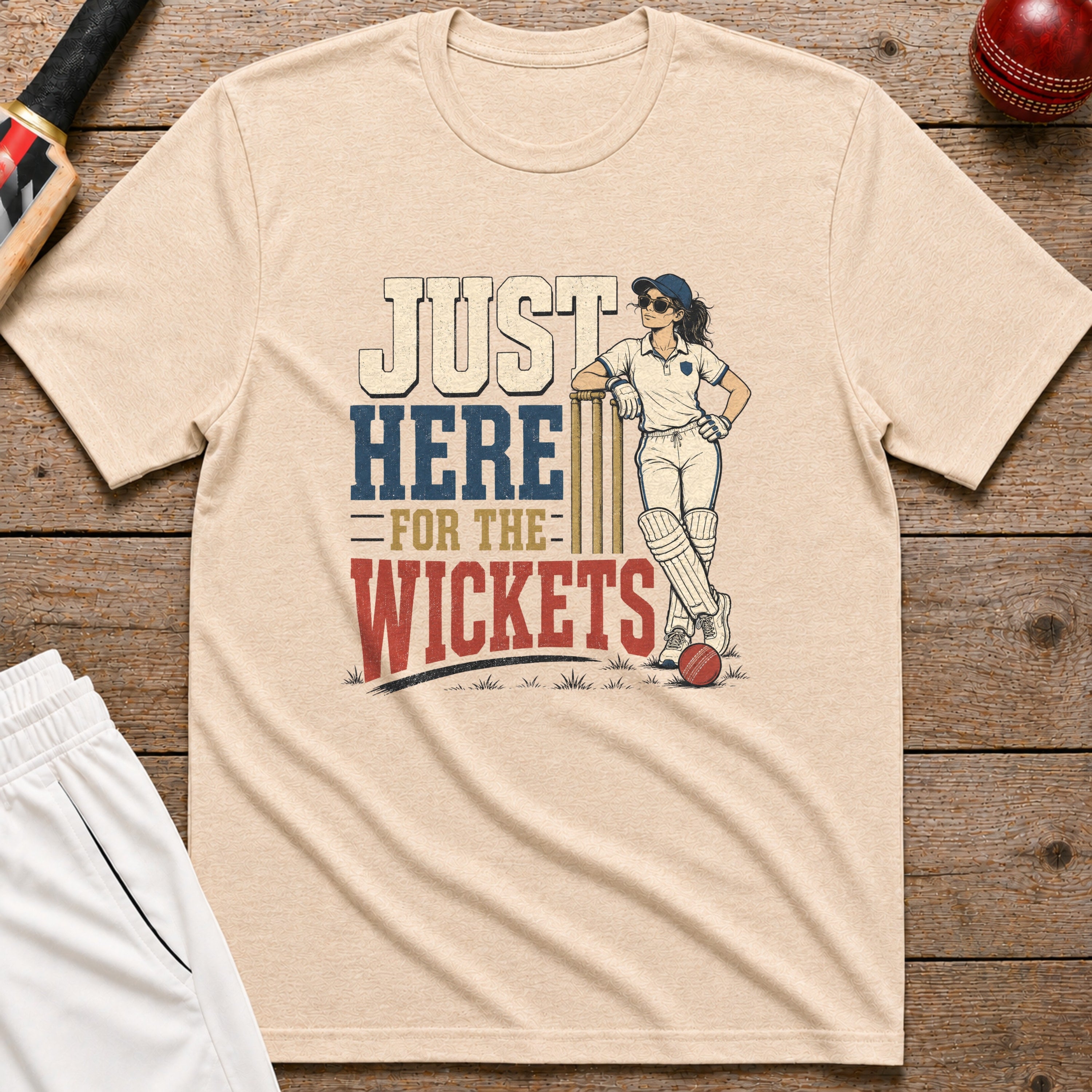 Just Here For The Wickets T-Shirt - Natural