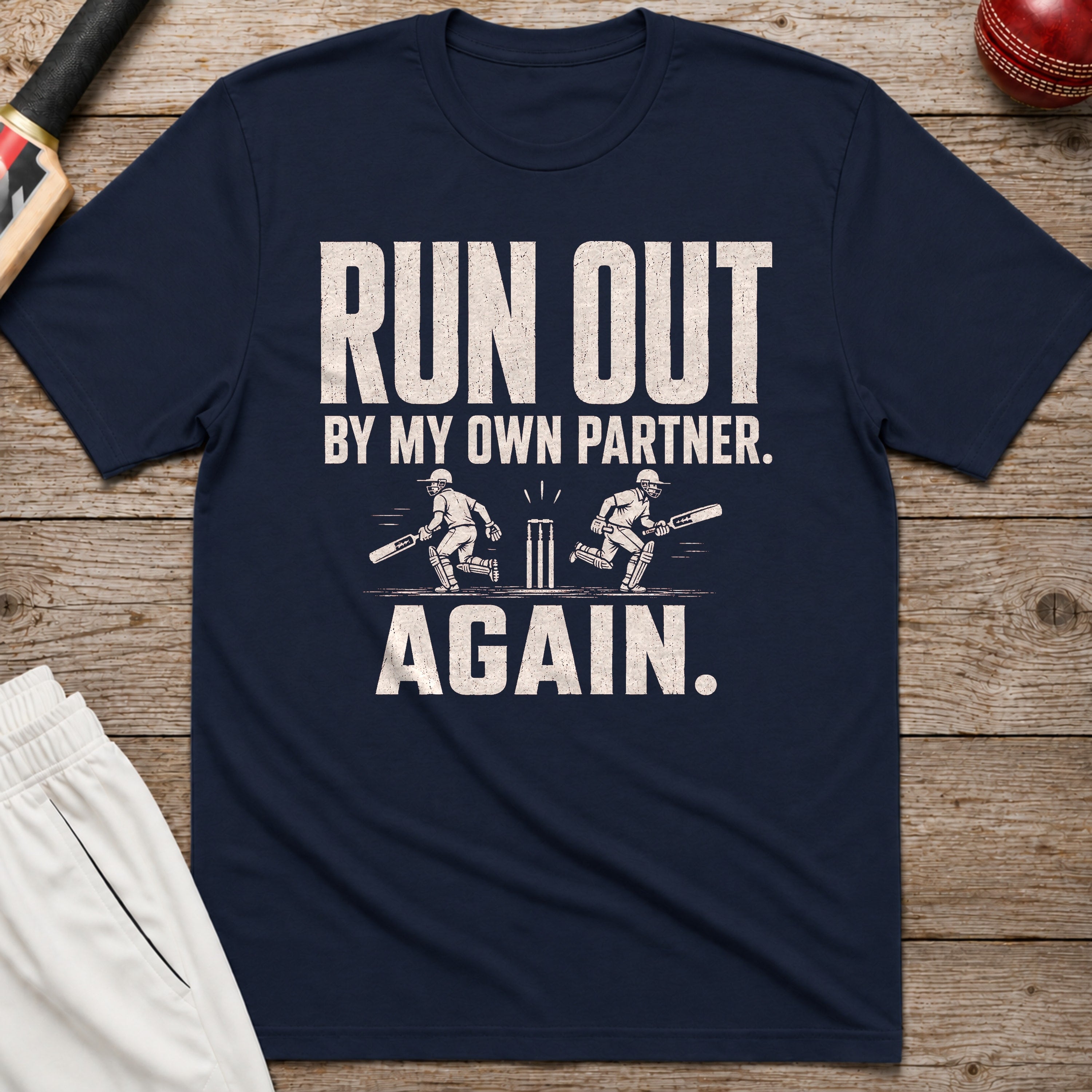Run Out By My Own Partner Again T-Shirt - Navy