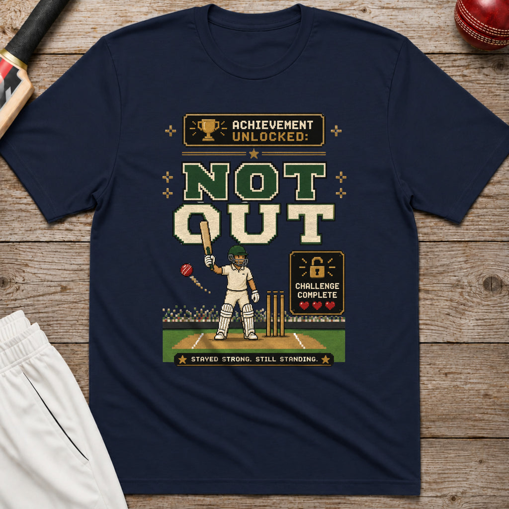 Achievement Unlocked Not Out T-Shirt - Navy