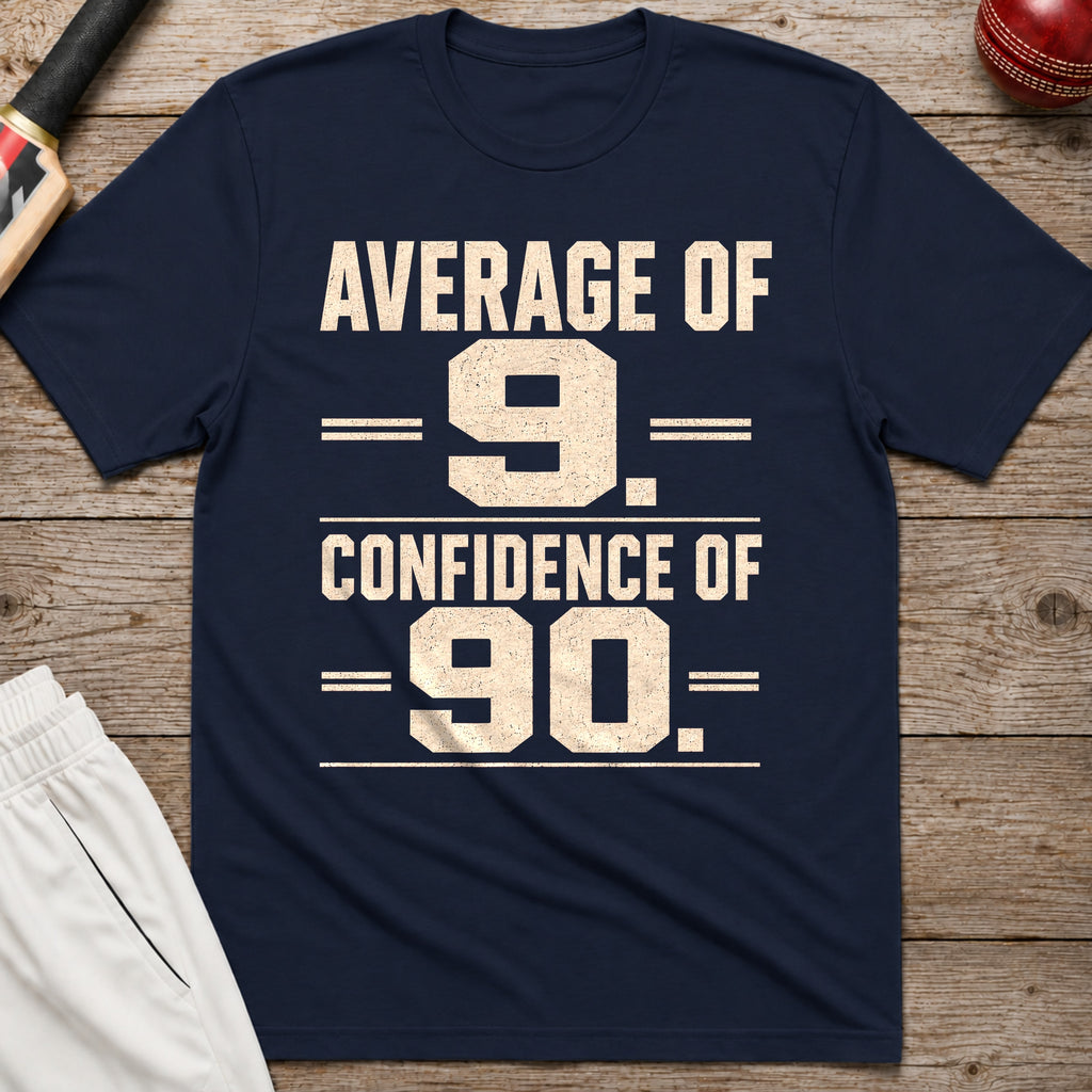 Average Of 9 Confidence Of 90 T-Shirt - Navy