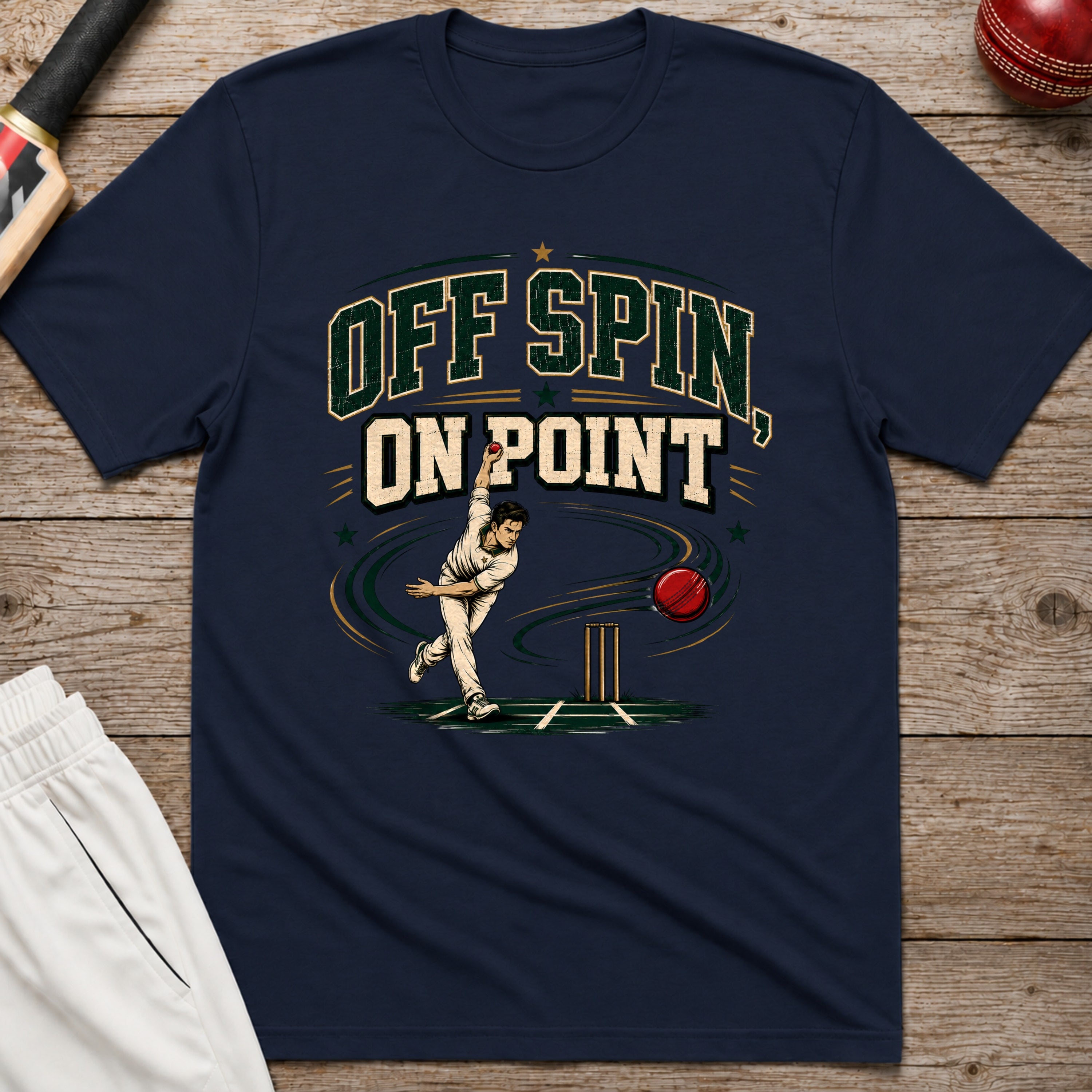 Off Spin On Point T-Shirt - Navy