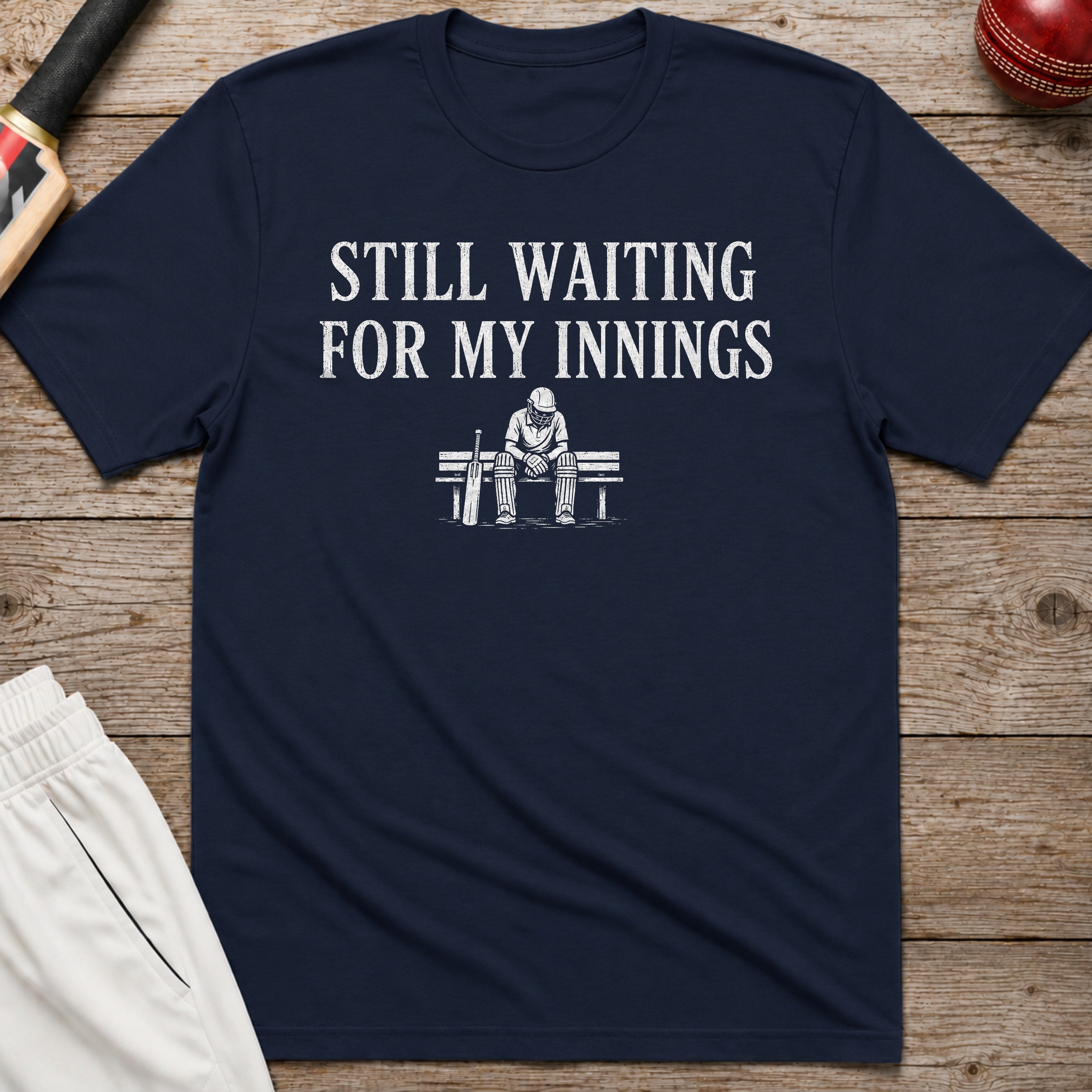 Still Waiting For My Innings T-Shirt - Navy