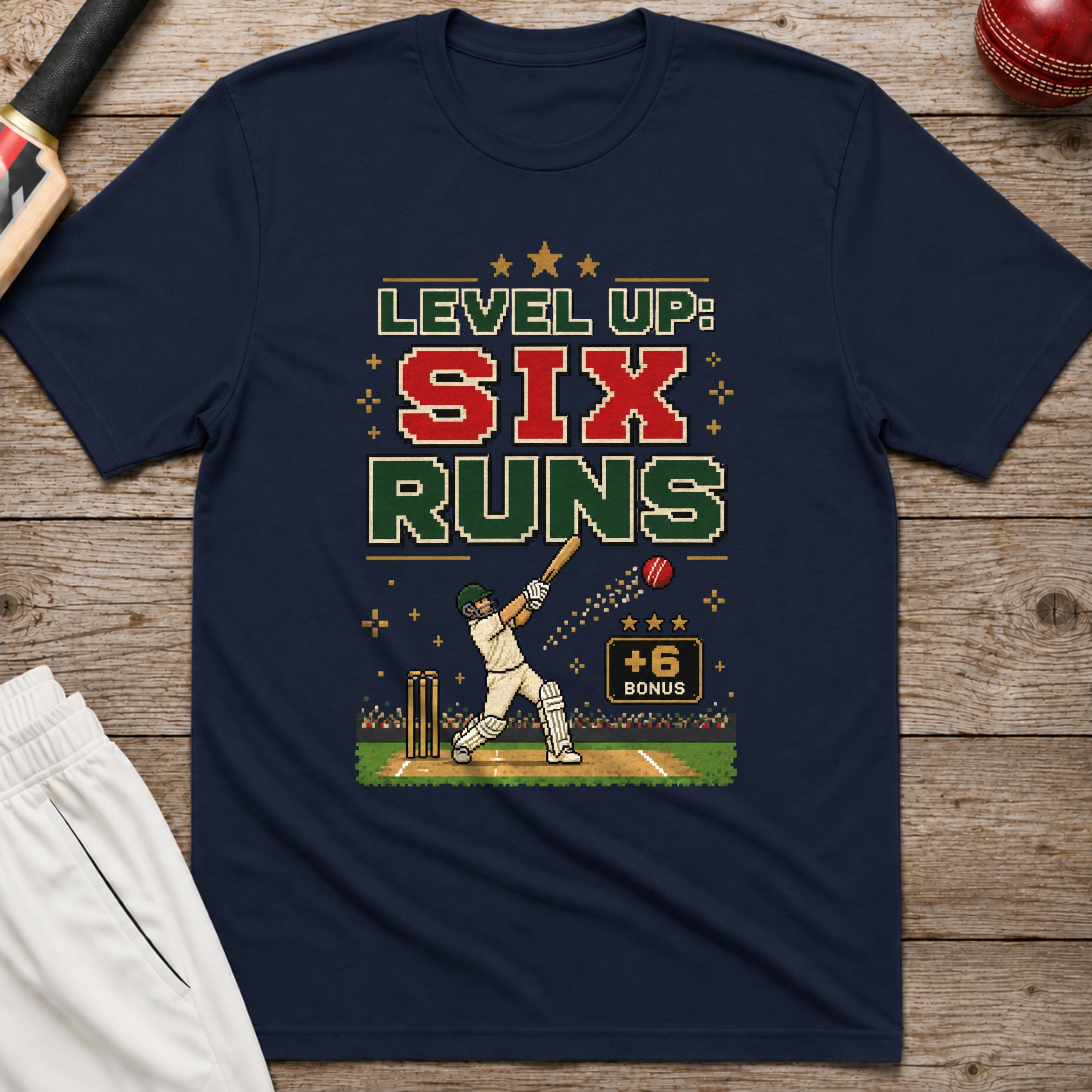 Level Up Six Runs T-Shirt - Navy