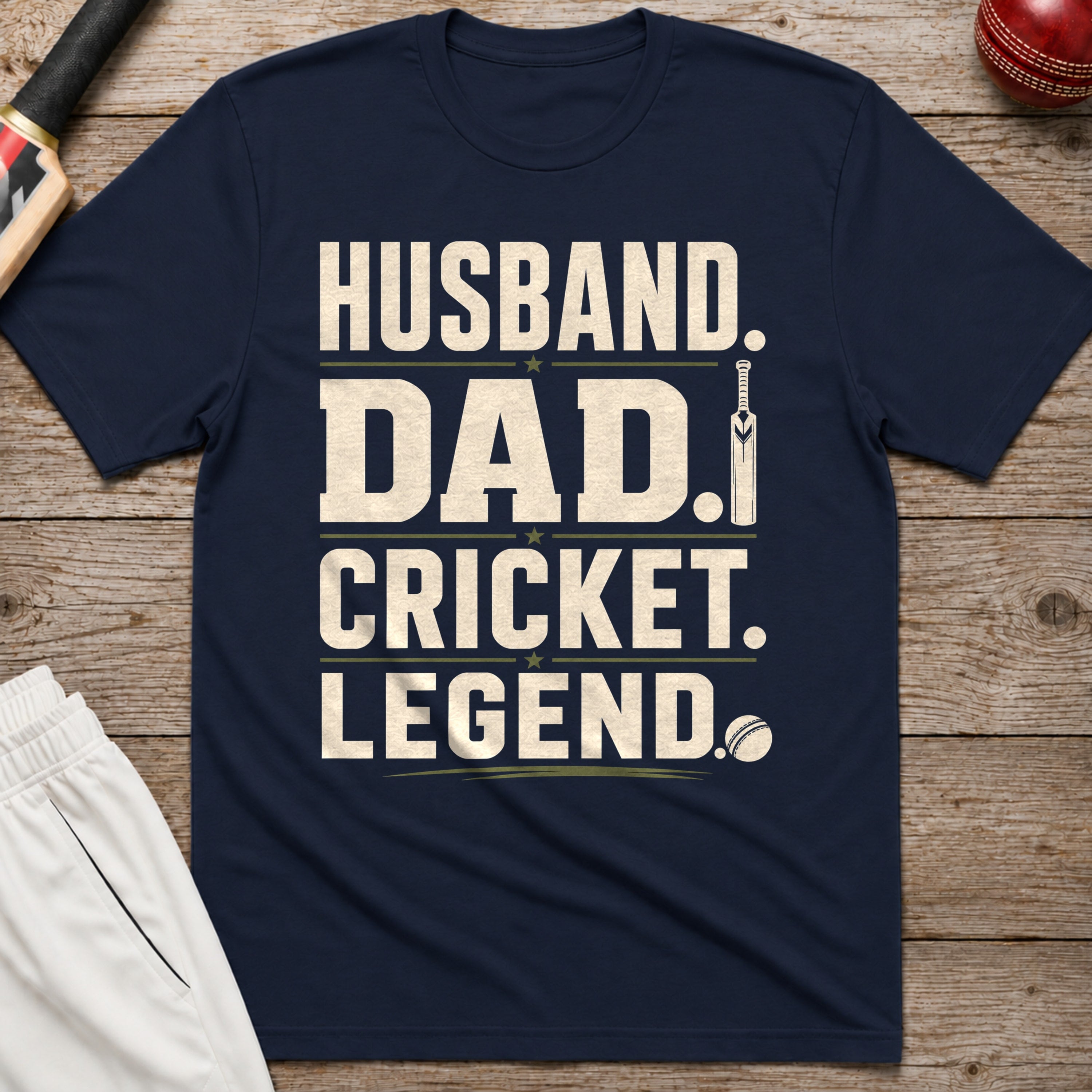 Husband Dad Cricket Legend T-Shirt - Navy
