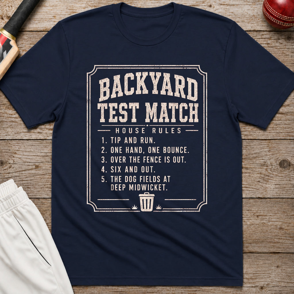 Backyard Test Match House Rules T-Shirt - Navy