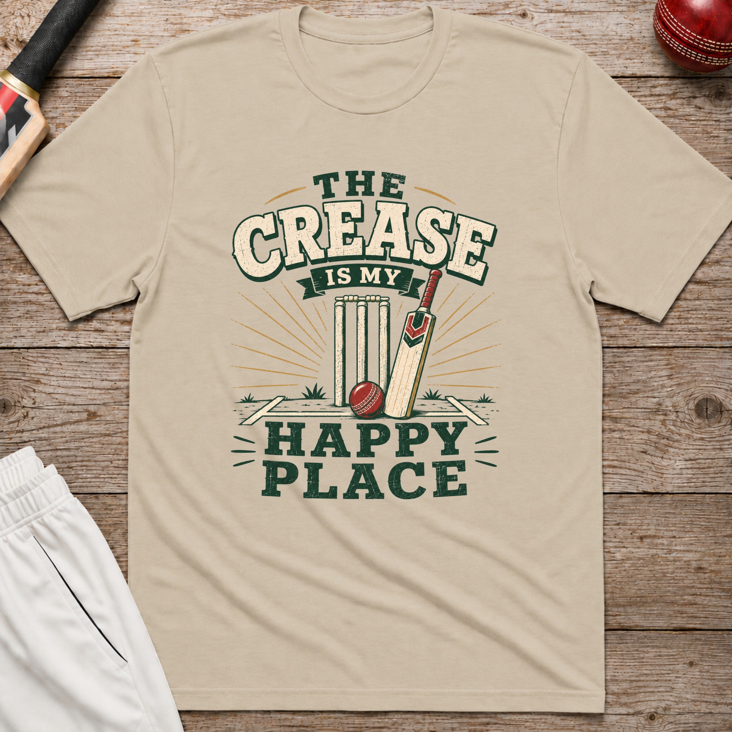 The Crease Is My Happy Place T-Shirt - Sand