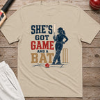 Shes Got Game And A Bat T-Shirt - Sand
