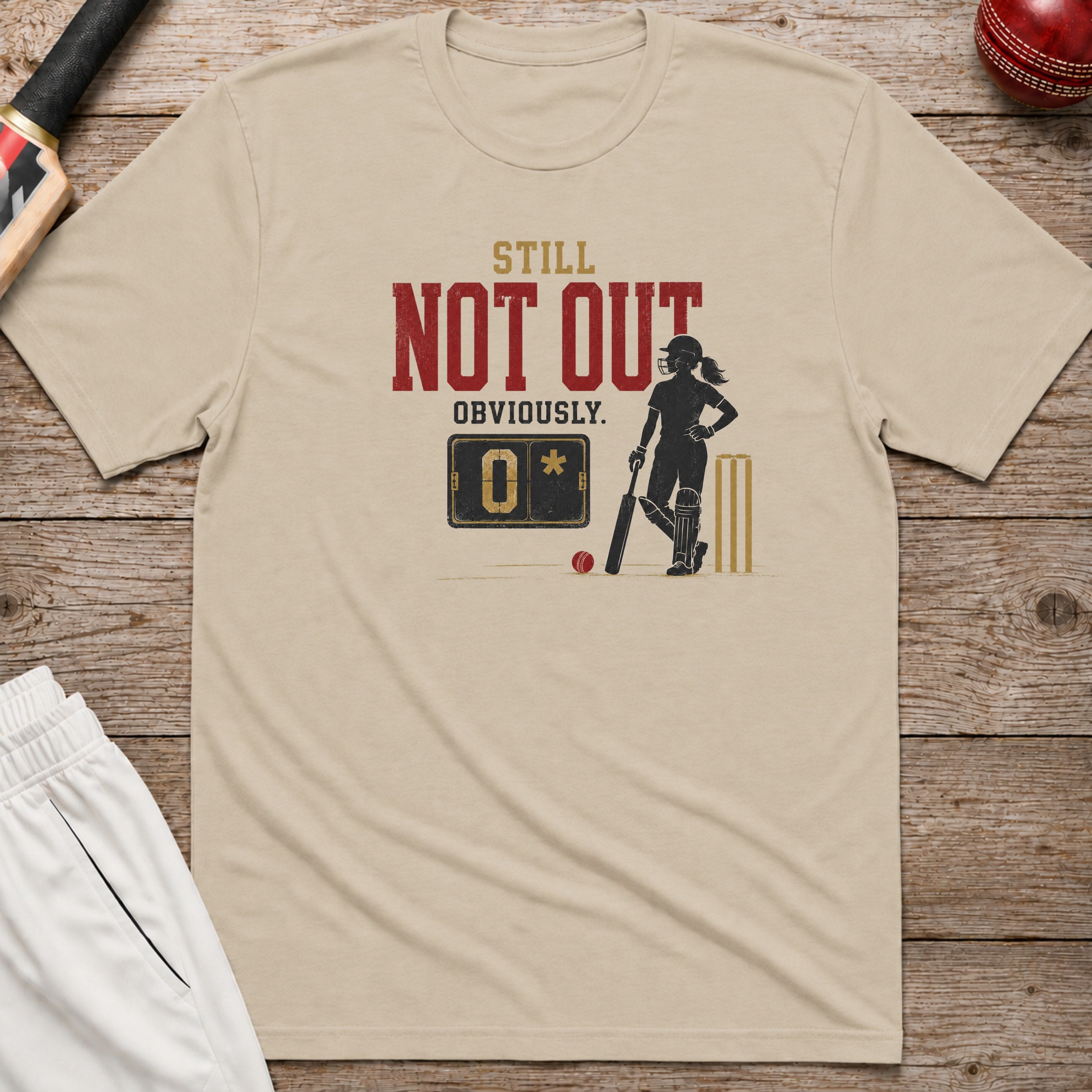 Still Not Out Obviously T-Shirt - Sand