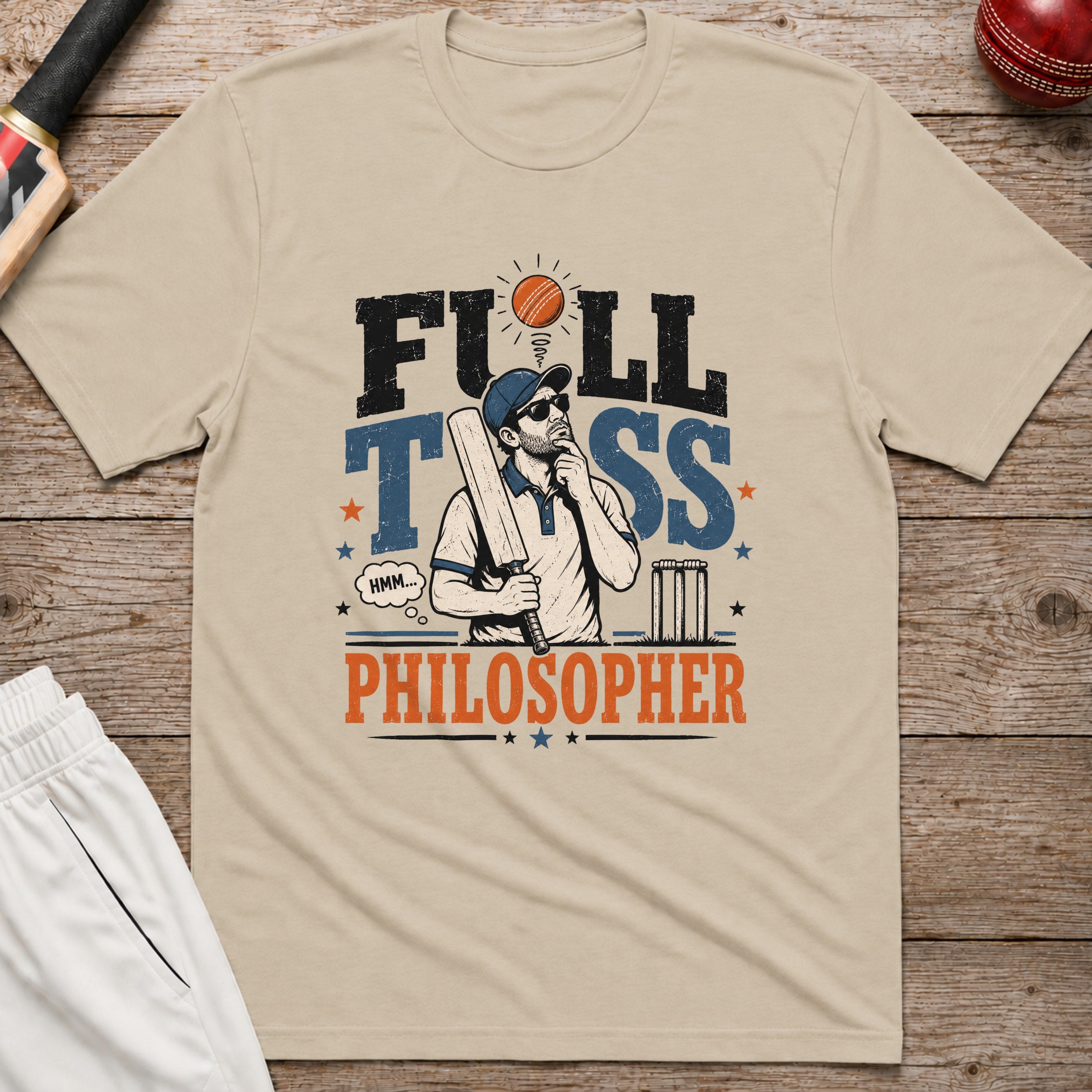 Full Toss Philosopher T-Shirt - Sand