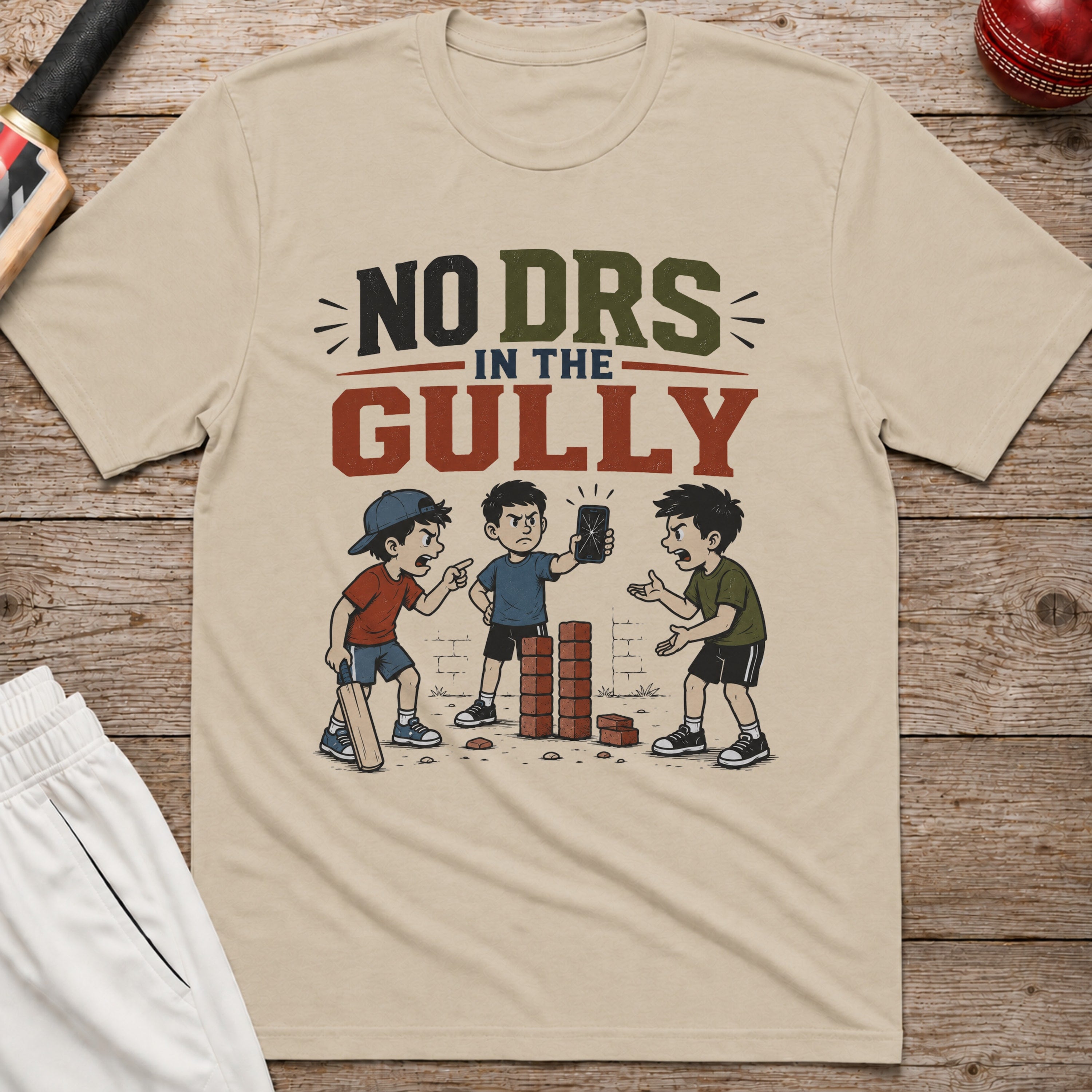 No DRS In The Gully T-Shirt - Sand
