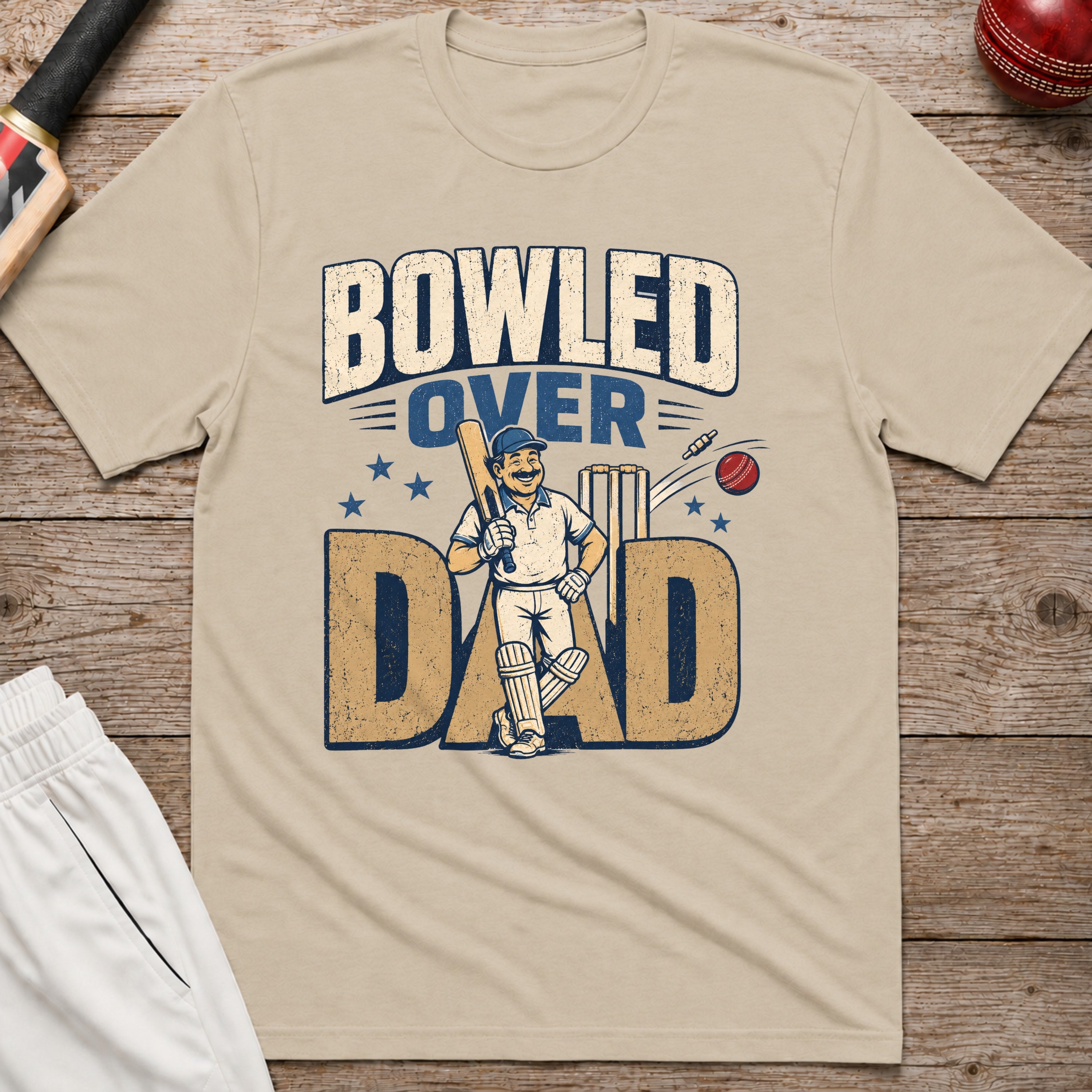 Bowled Over Dad T-Shirt - Sand