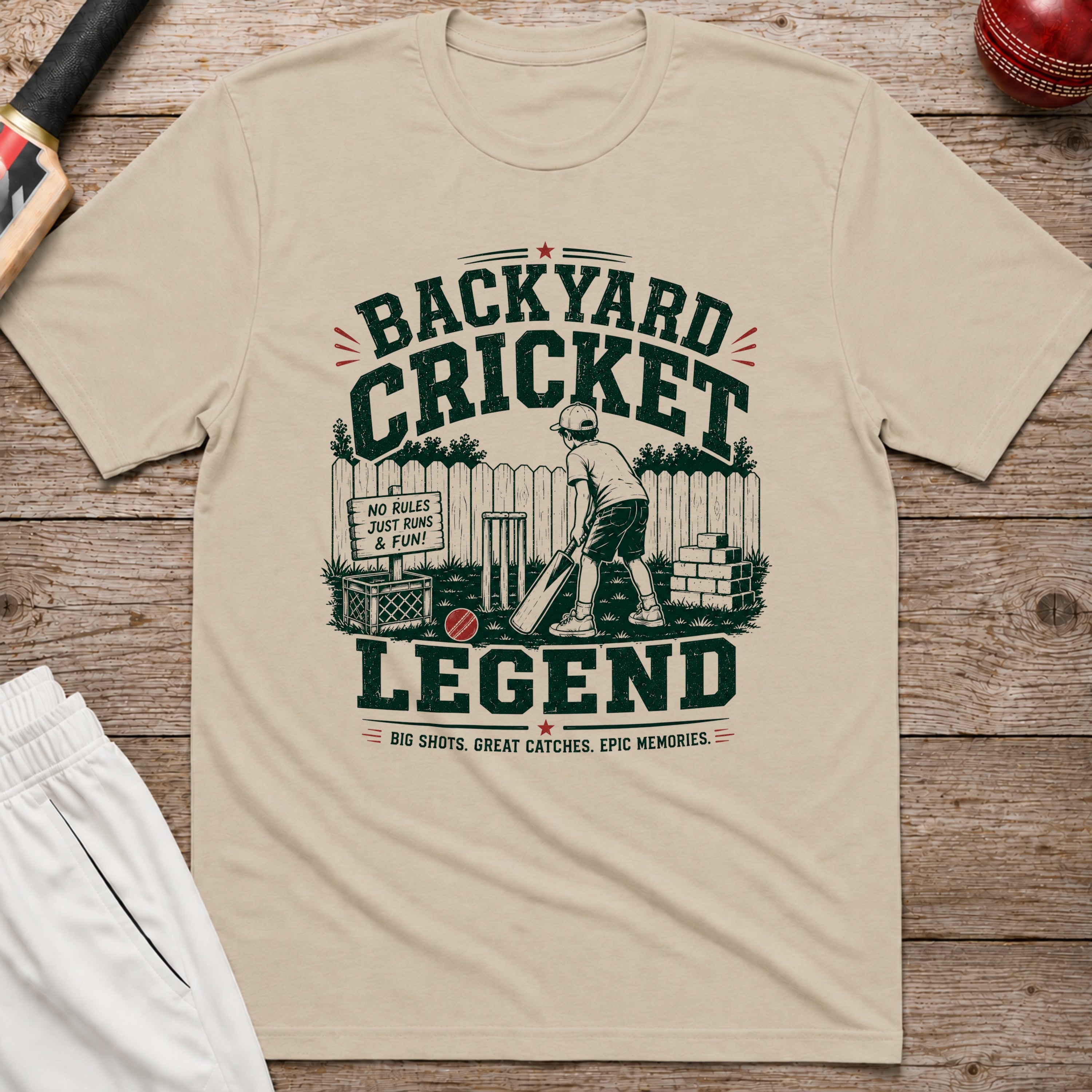 Backyard Cricket Legend T-Shirt - Sand
