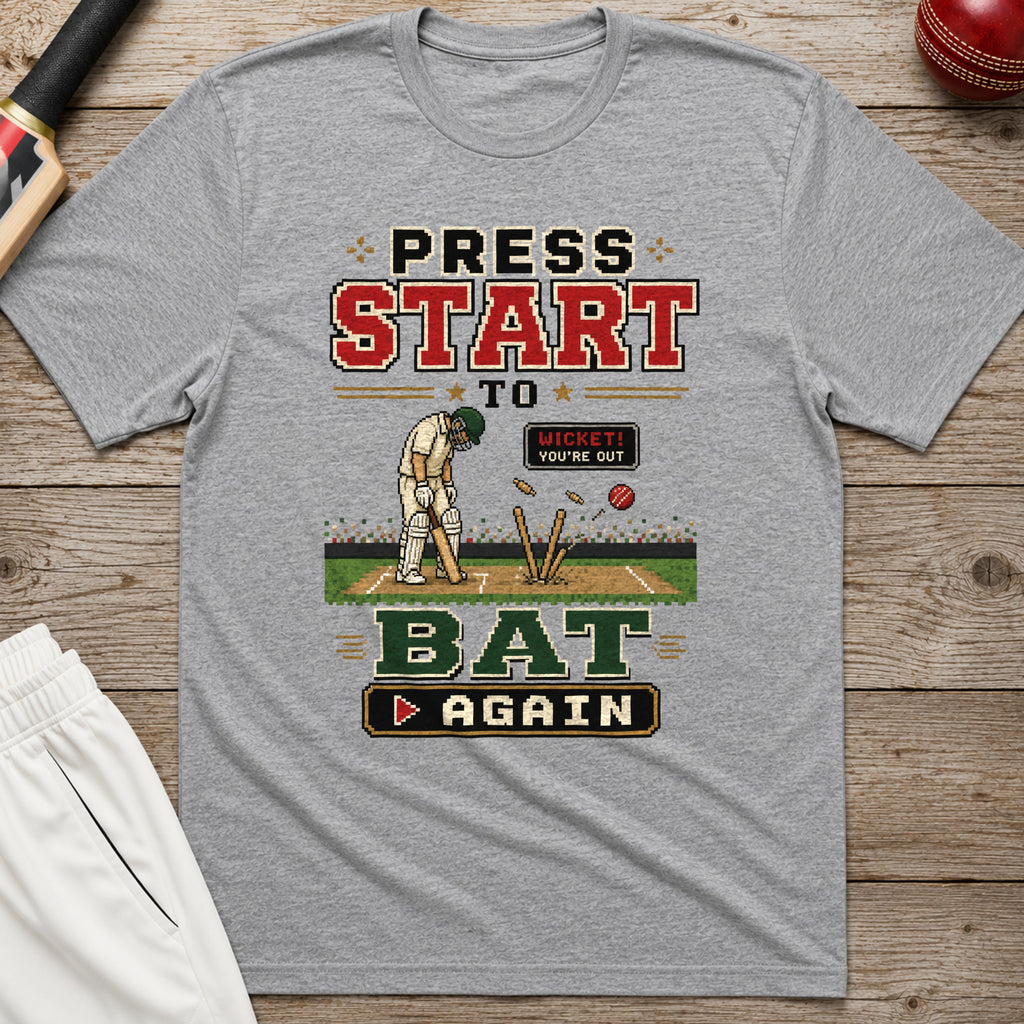 Press Start To Bat Again T-Shirt - Sport Grey