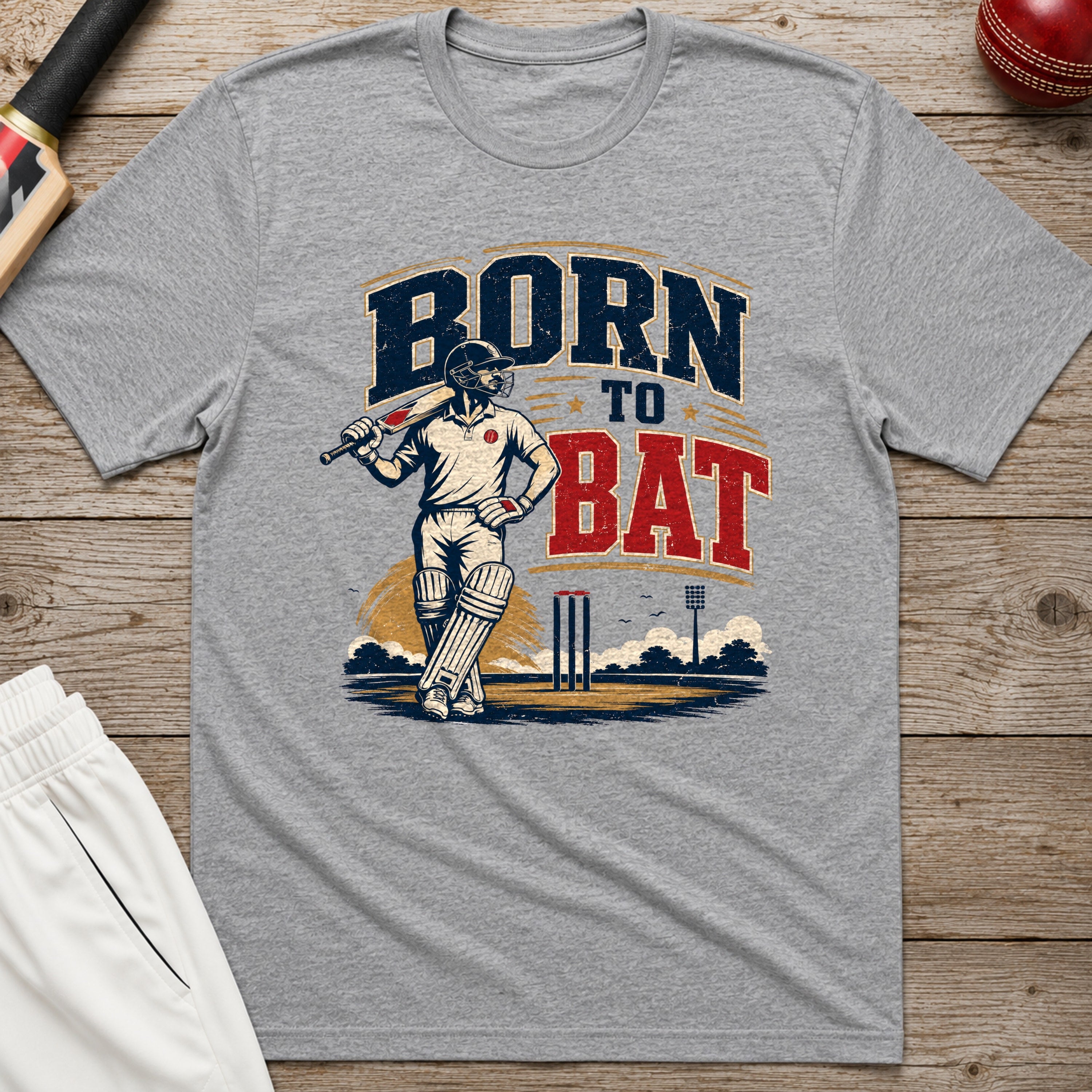 Born To Bat T-Shirt - Sport Grey