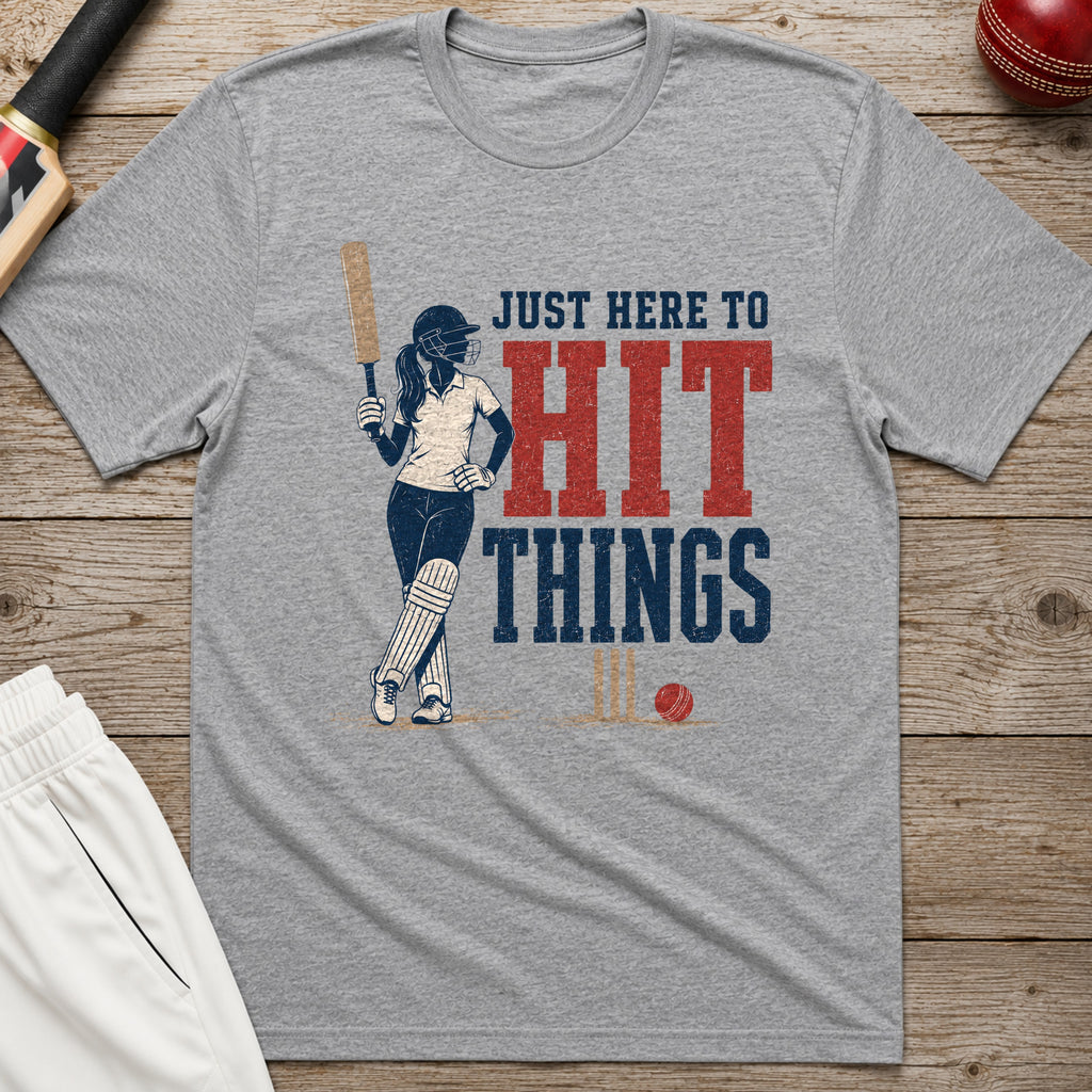 Just Here To Hit Things T-Shirt - Sport Grey