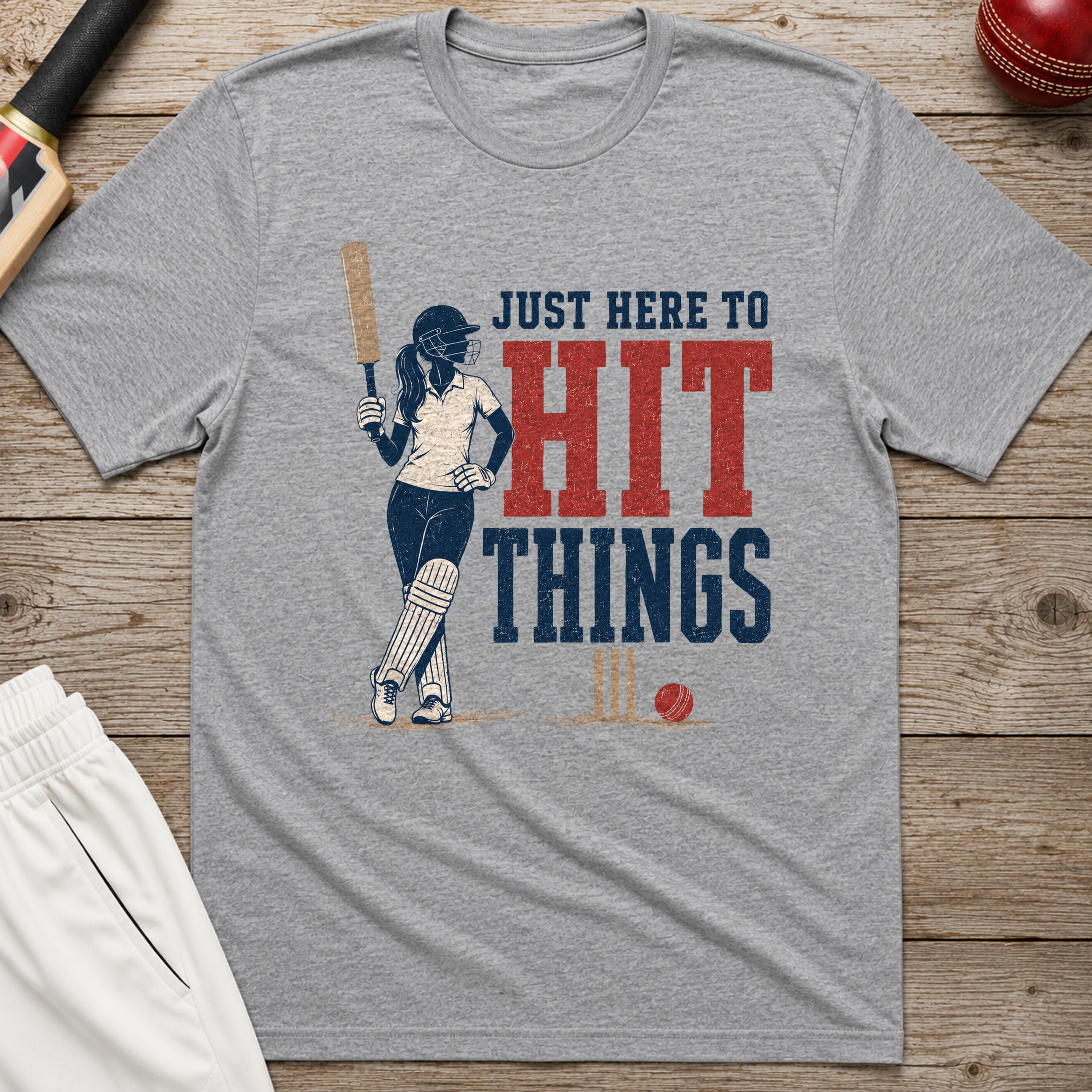 Just Here To Hit Things T-Shirt - Sport Grey