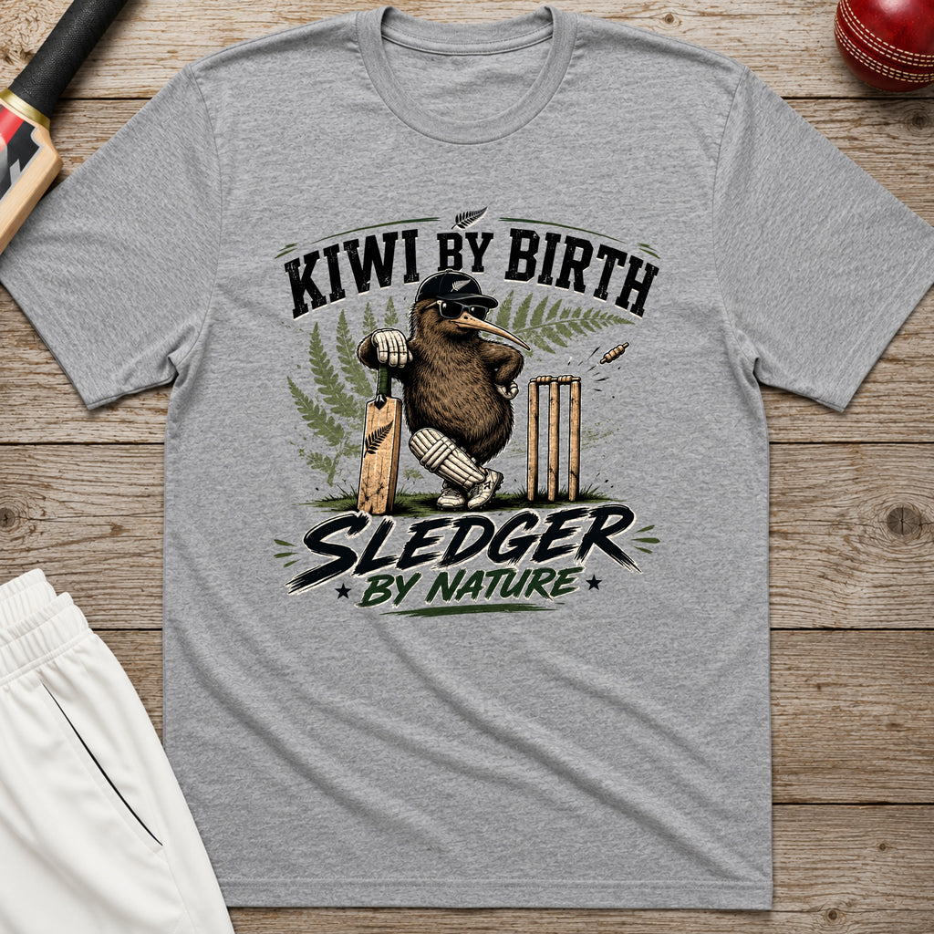 Kiwi By Birth Sledger By Nature T-Shirt - Sport Grey