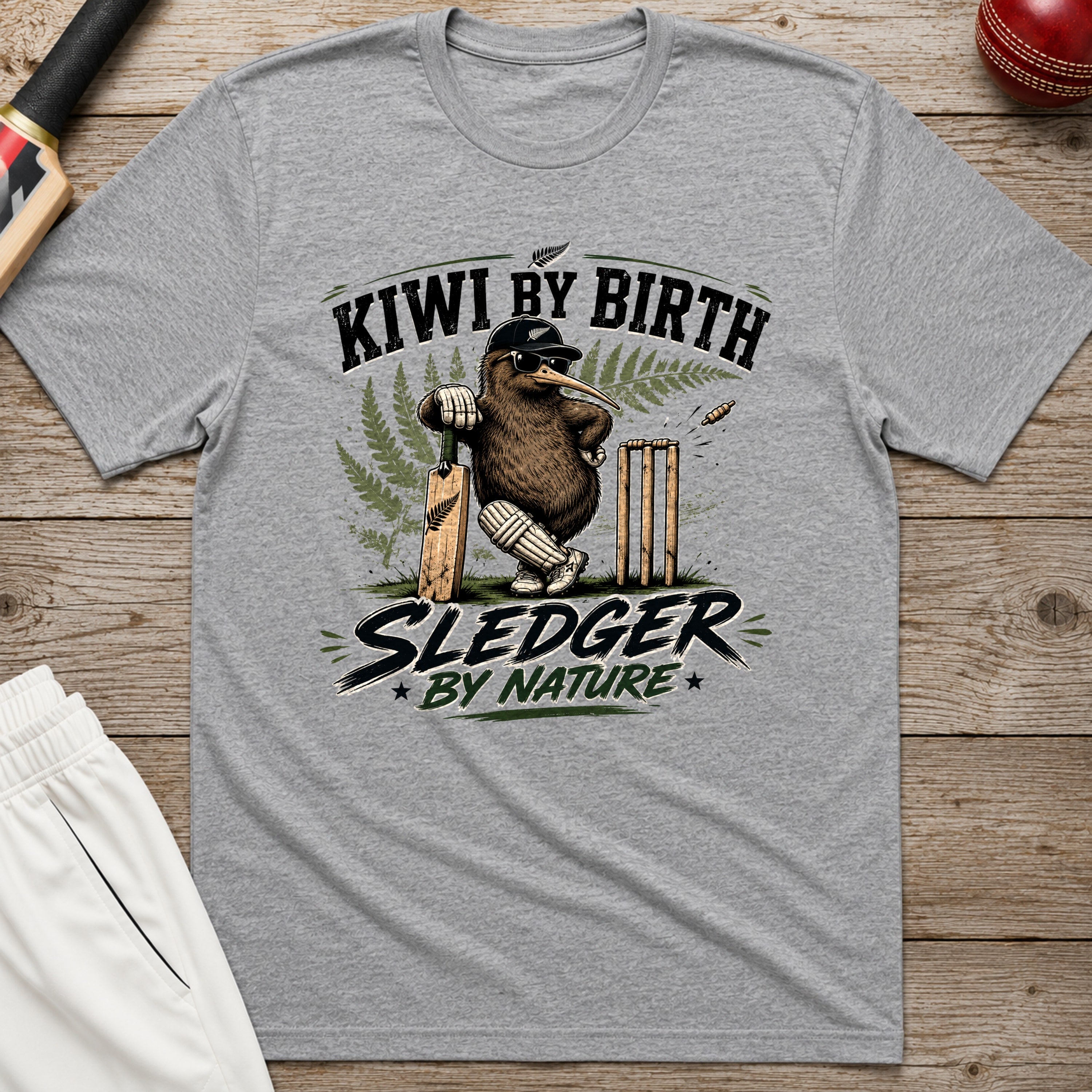 Kiwi By Birth Sledger By Nature T-Shirt - Sport Grey