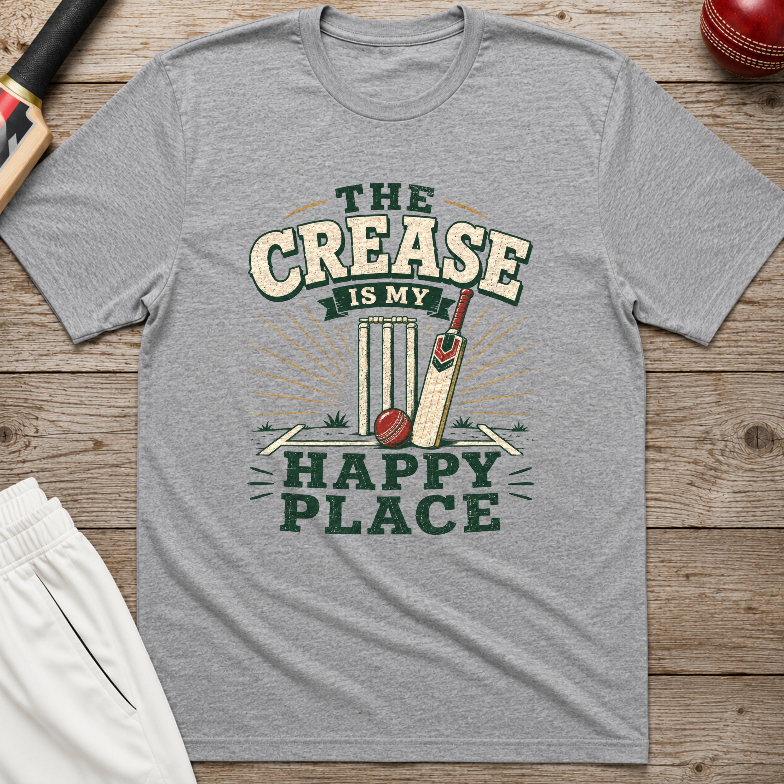 The Crease Is My Happy Place T-Shirt - Sport Grey