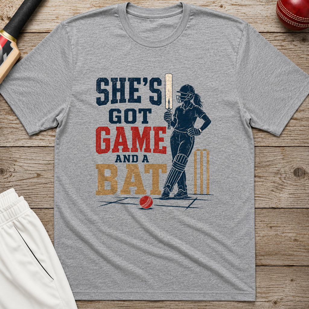 Shes Got Game And A Bat T-Shirt - Sport Grey