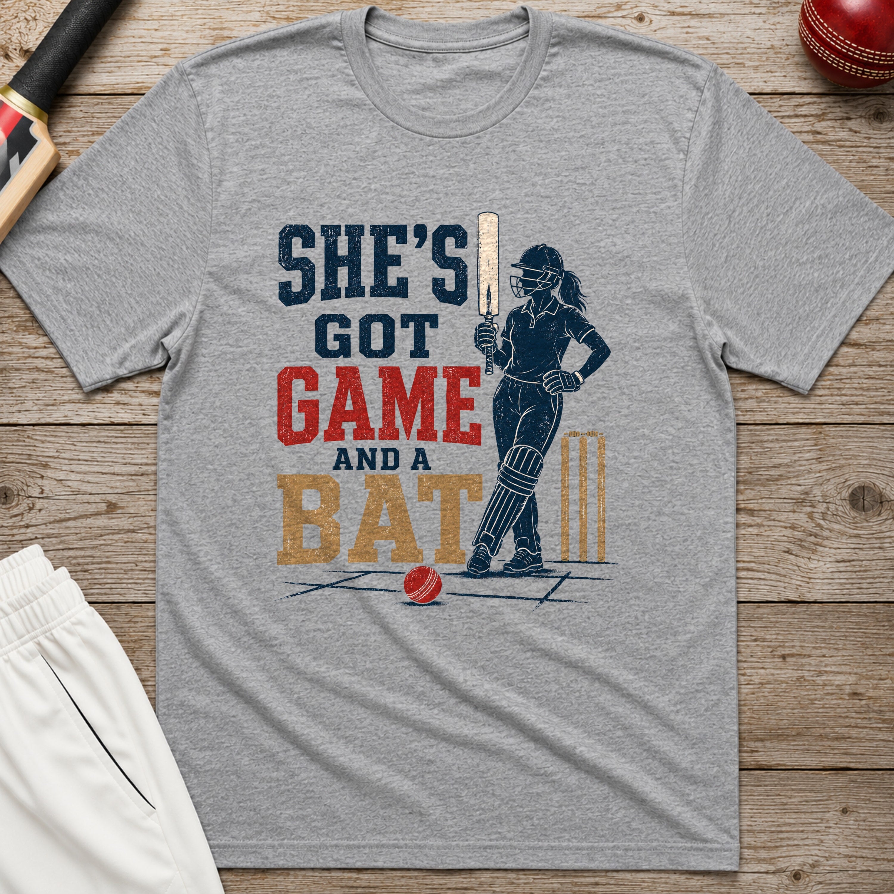 Shes Got Game And A Bat T-Shirt - Sport Grey