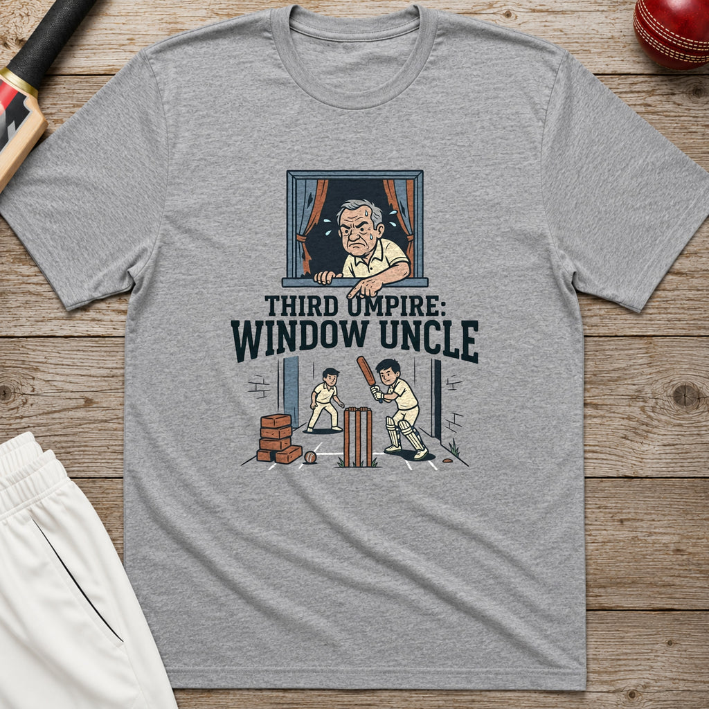 Third Umpire Window Uncle T-Shirt - Sport Grey