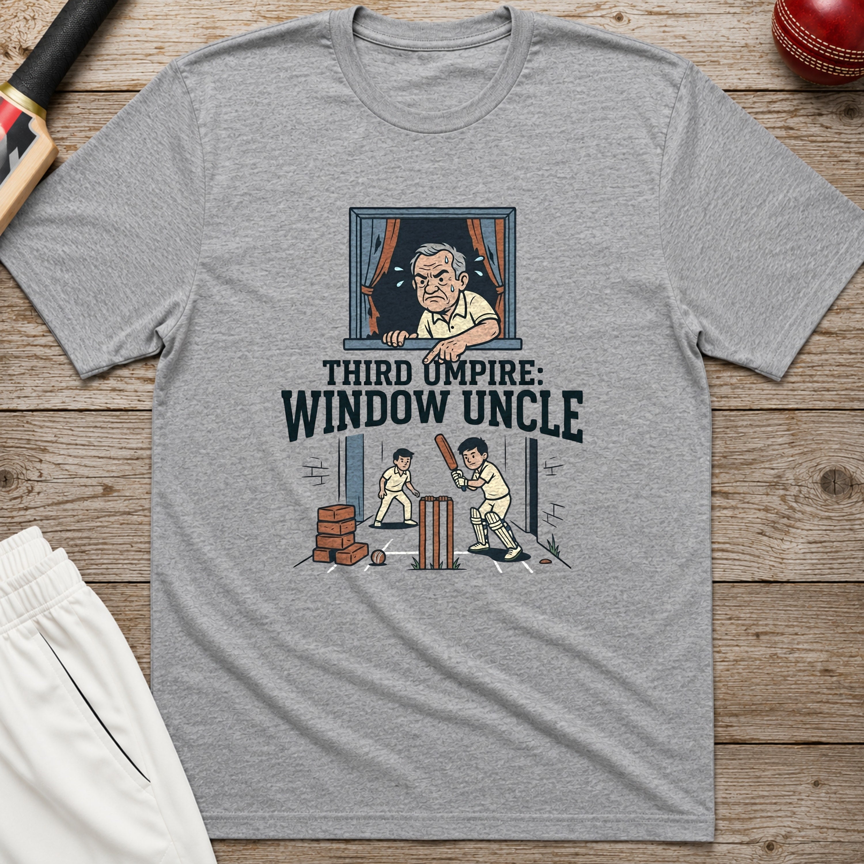 Third Umpire Window Uncle T-Shirt - Sport Grey